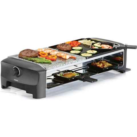 PRINCESS Raclette 8 Stone & Grill Party 162820, 8 Raclettepfännchen, 1300 W