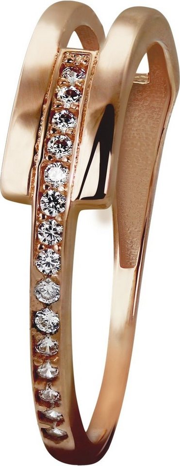 Damen Gold Doppel-Ring 333er Rosegold 8 Karat Gr.60 Zirkonia GDR505E60