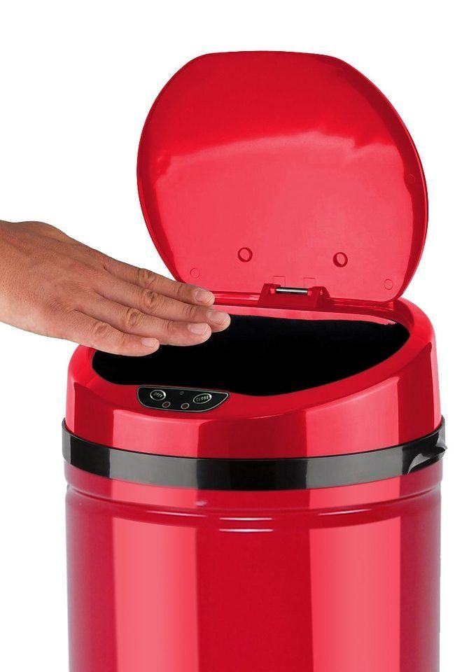 ECHTWERK Mülleimer INOX RED, Infrarot-Sensor, Korpus aus Edelstahl, Fassungsvermögen 42 Liter