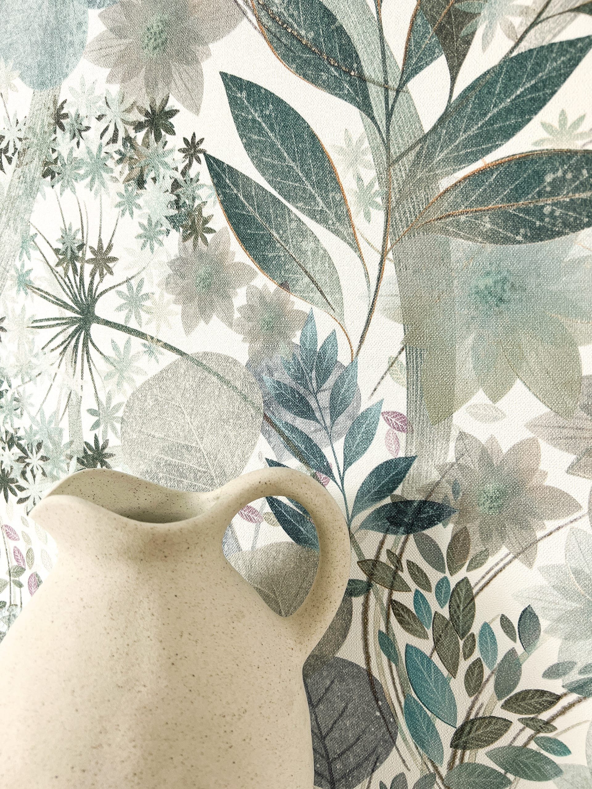 Newroom Vliestapete Amelle Olive Tapete Mustertapete Blumen, Blätter, Floral, strukturiert, Blumentapete
