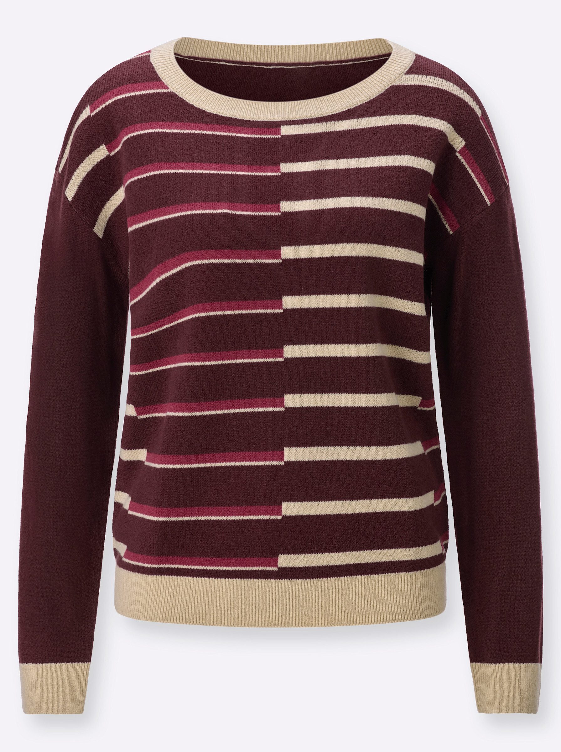 Sieh an! Strickpullover Rundhals-Pullover Langarm Jacquard, Jersey