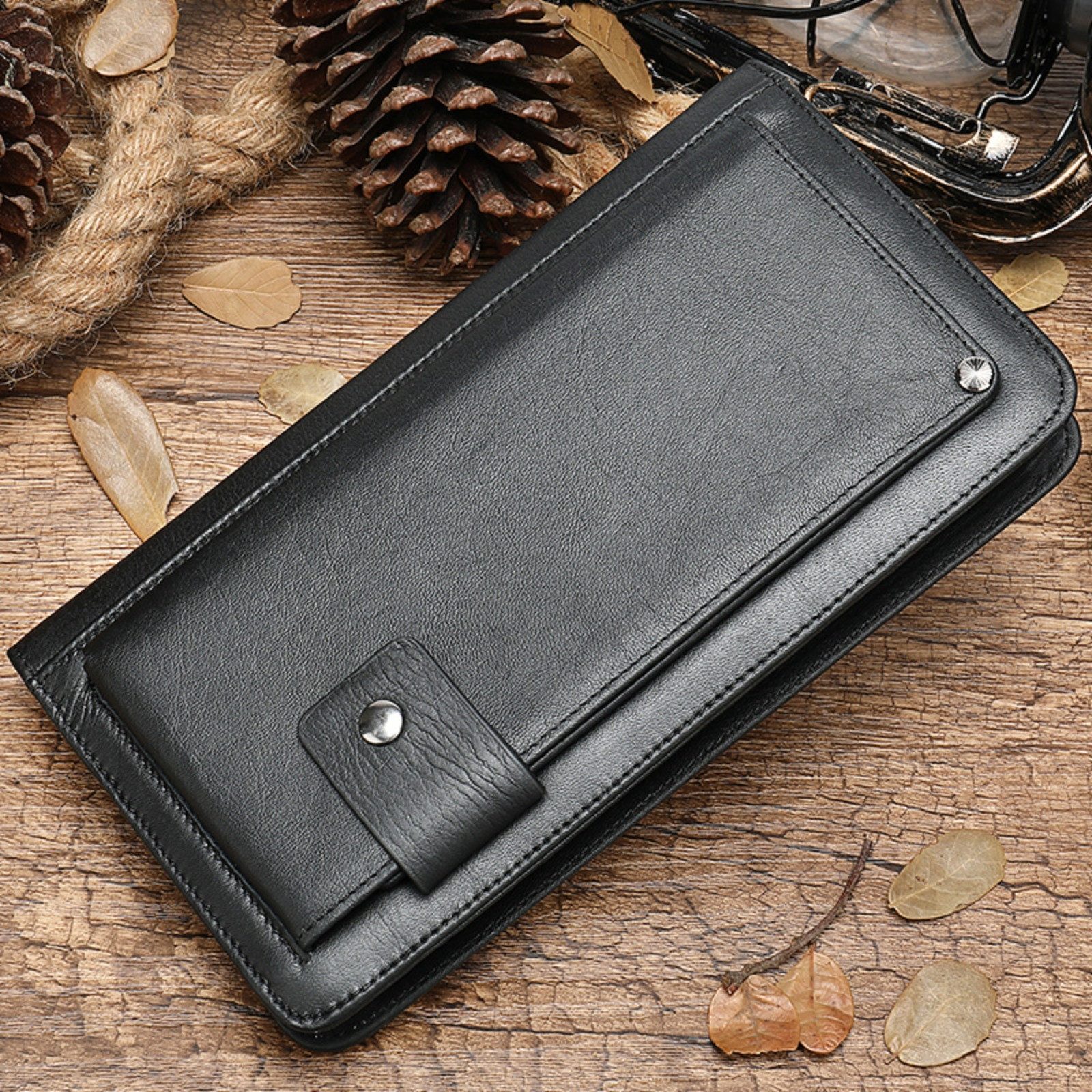 YUBRO-STUDIO Clutch Herren Geldbörse Echtleder Großes günstig online kaufen