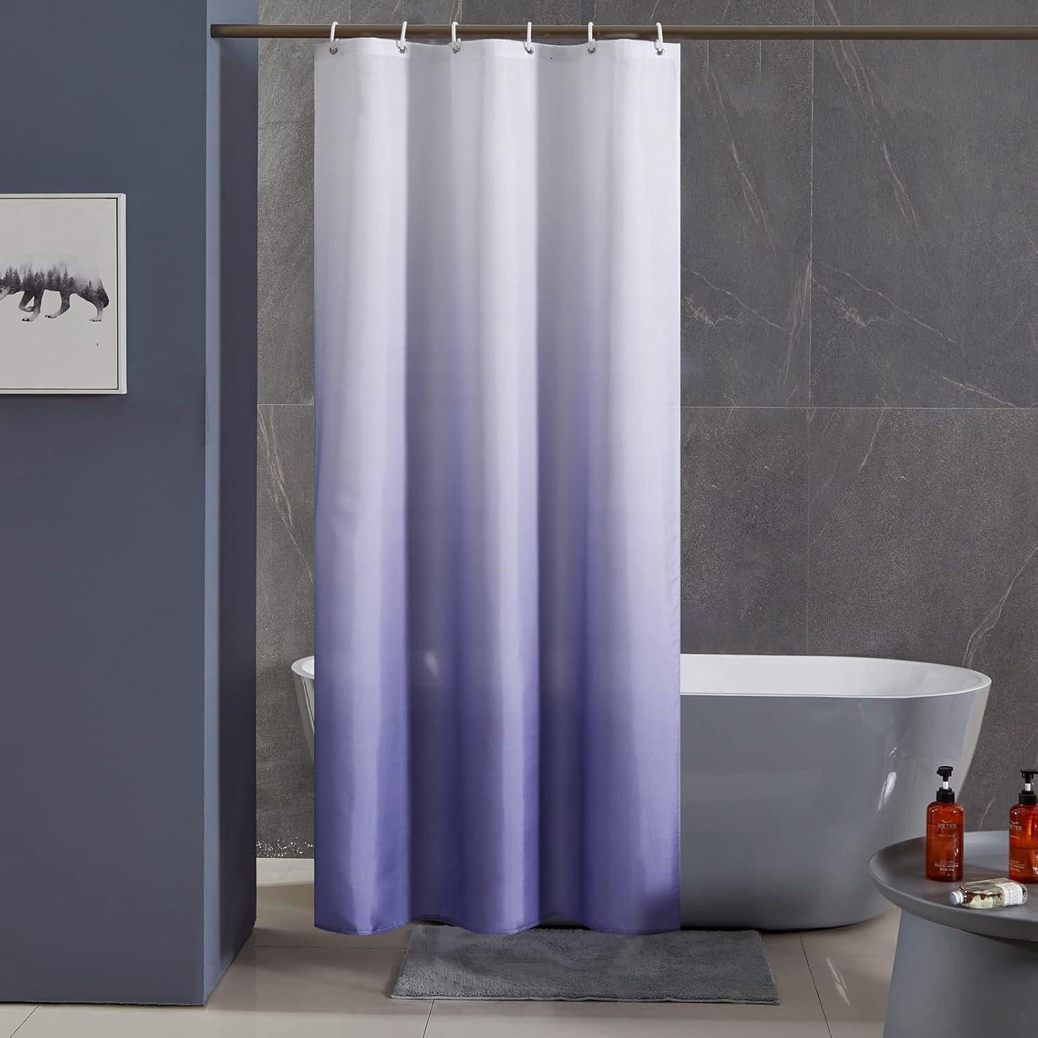 Furlinic Duschvorhang Schmaler Duschvorhang Badewanne Weiß Lila 100x200cm
