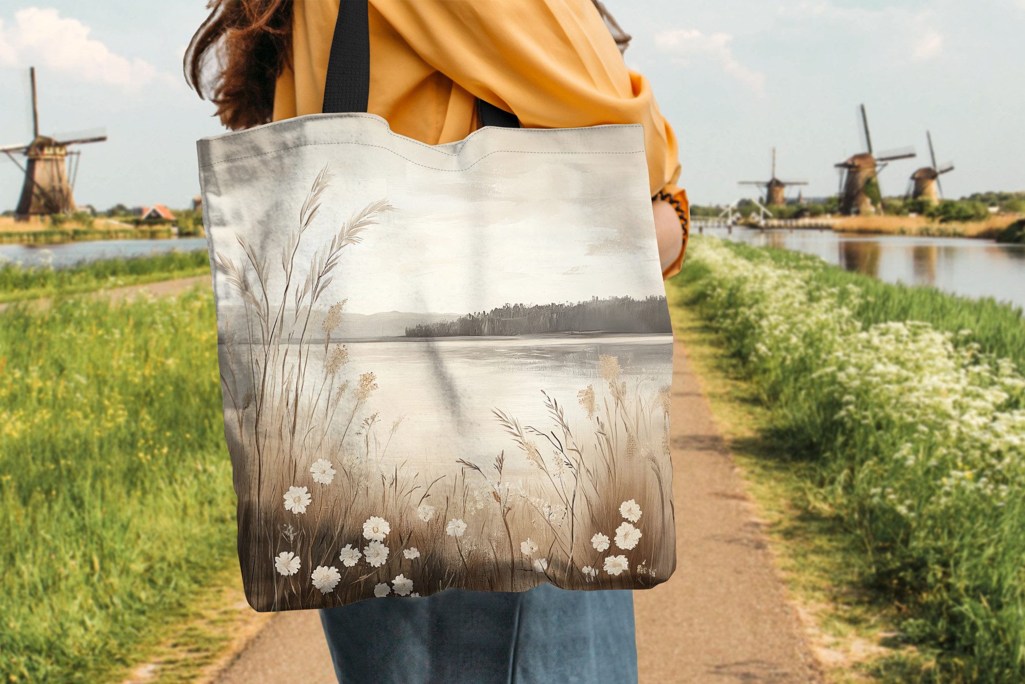 MuchoWow Shopper See - Wasser - Natur - Beige, Handtasche, Damen und Herren, Schultertasche, Umhängetasche, Tote Bag