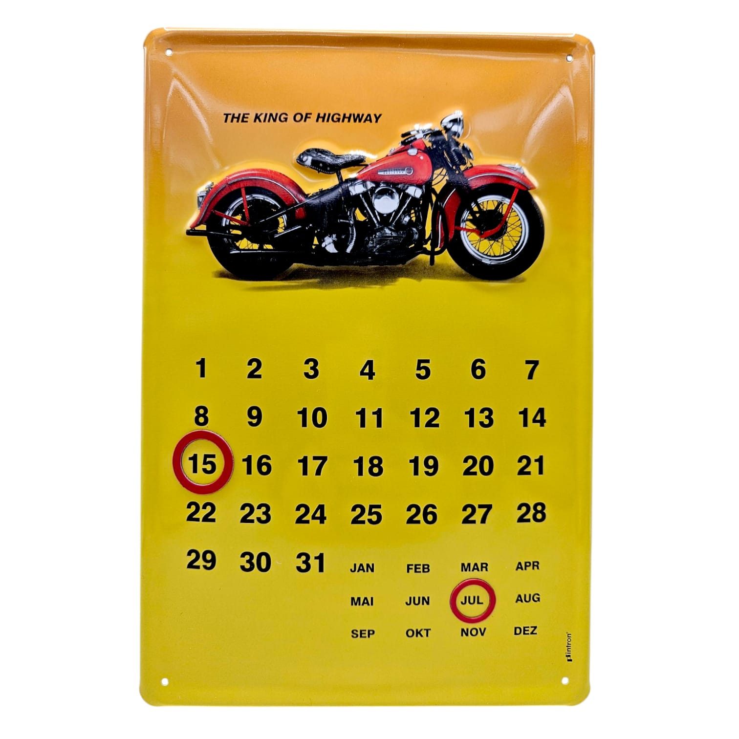 what the shop Metallbild Blechschild The King of the Highway Kalender Motorrad, Motorrad, Retro Vintage Blechschild 20x30 cm