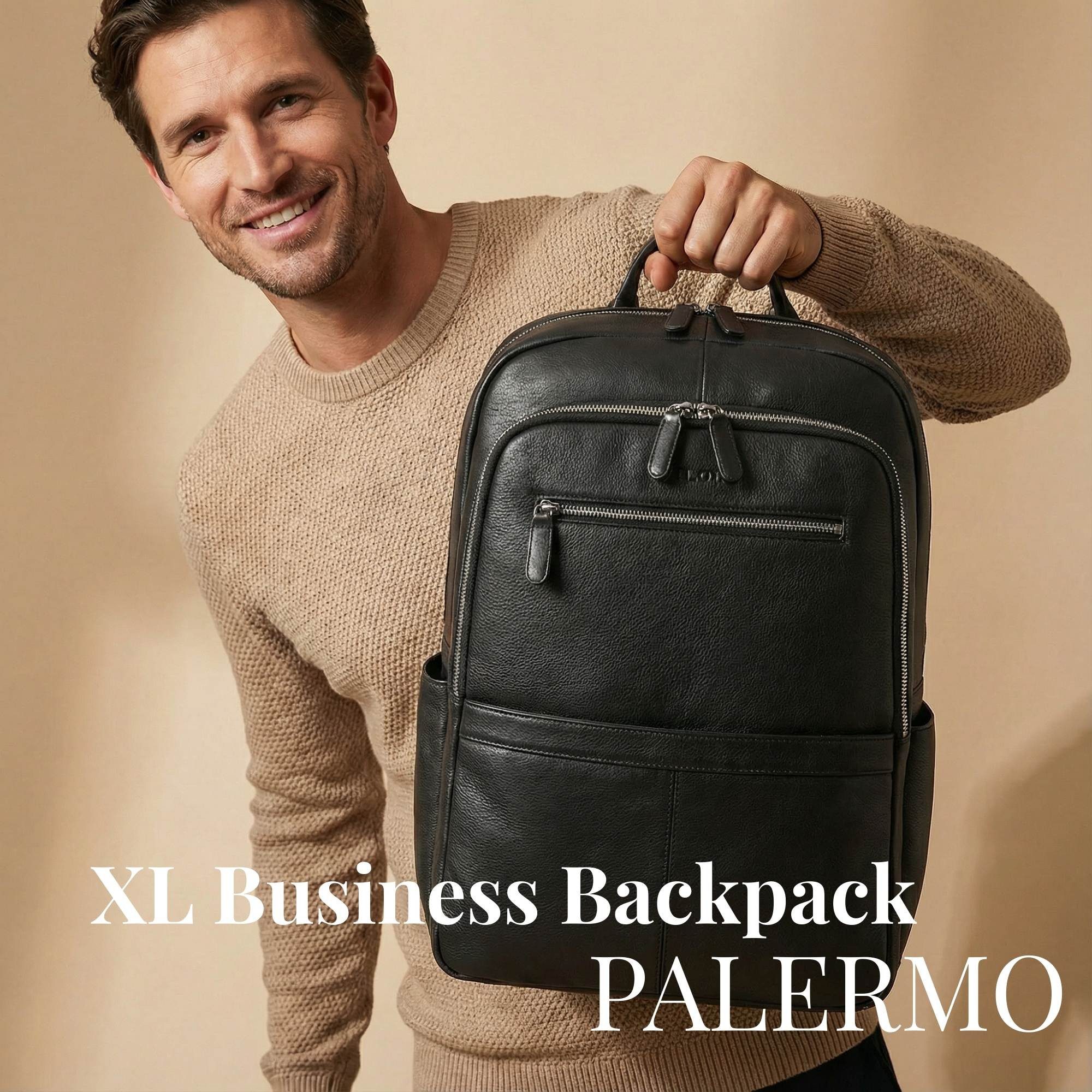 STILORD Notebookrucksack "Palermo" XL Echtleder Herrenrucksack für 15.6 Zoll Laptop