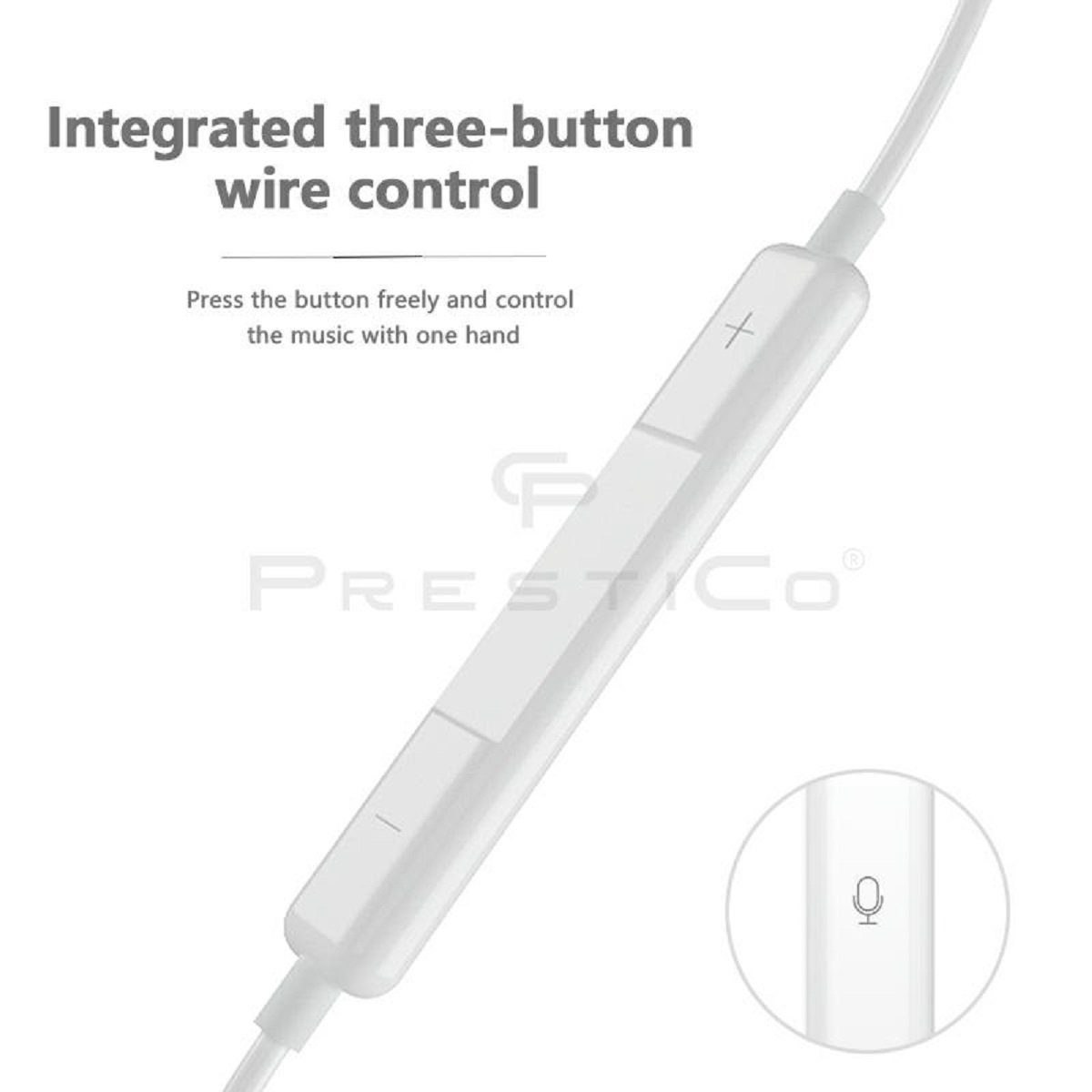 PrestiCo HF3 mit Lightning-Anschluss Kopfhörer Weiß In-Ear-Kopfhörer (Kabelgebunden, In-Ear-Kopfhörer, Intergrierte Steuerung für Anrufe und Musik, kabelgebunden, LIGHTNING headset, Lightning-Ohrhörer Stereo)