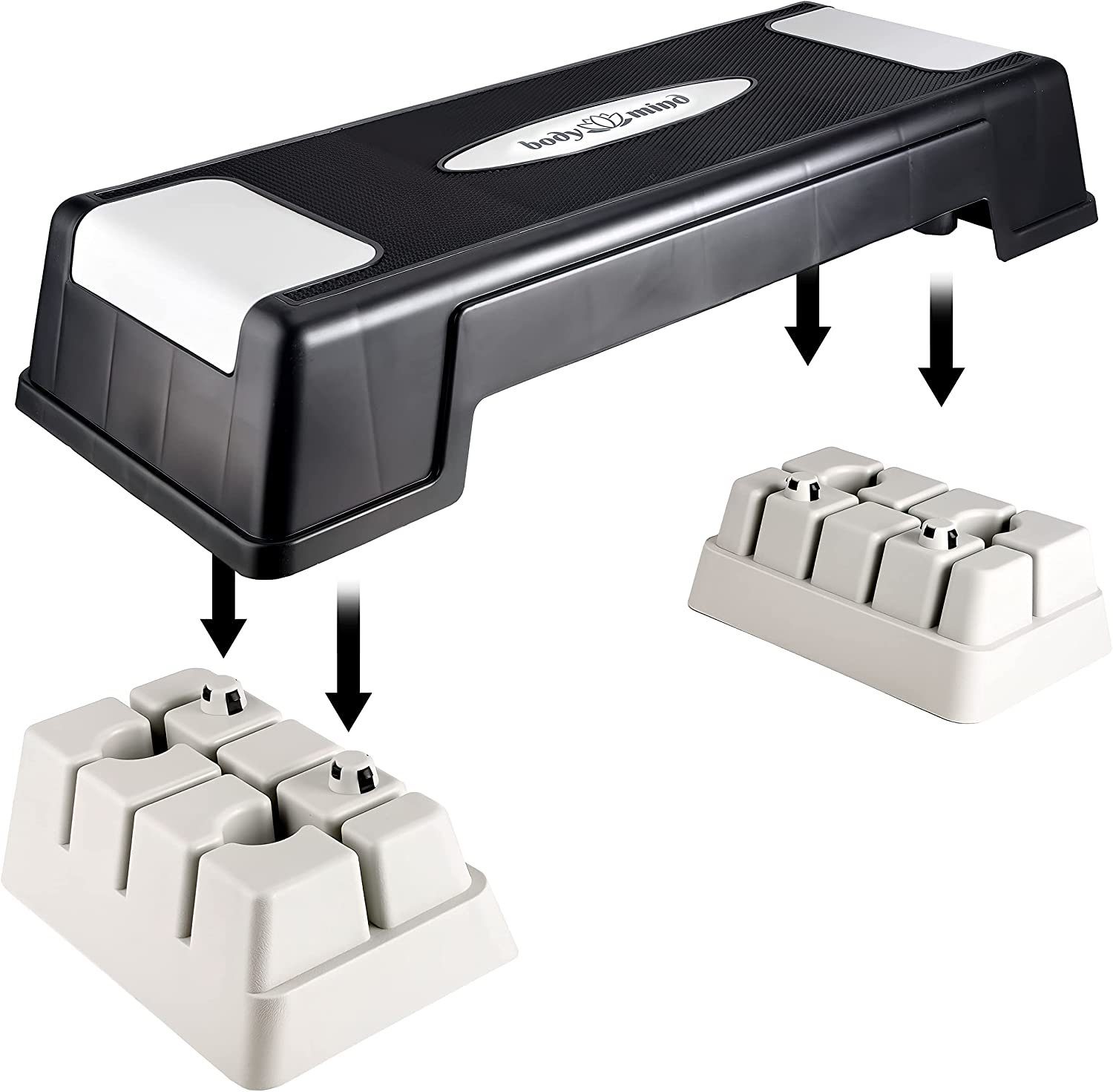 Body & Mind Stepper 3-Step Aerobic Stepper –Rutschfestes Steppbrett für Fitness & Training (Elite-Board, Mehrstufig), Anti-Rutsch-Matte