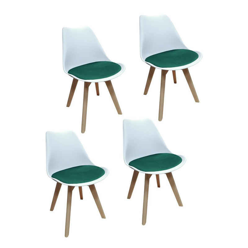 HTI-Living Esszimmerstuhl Stuhl Atlanta Velvet 4er-Set (Set, 4 St), Esszimmerstuhl Kunststoffschale Samtbezug Holzfüße