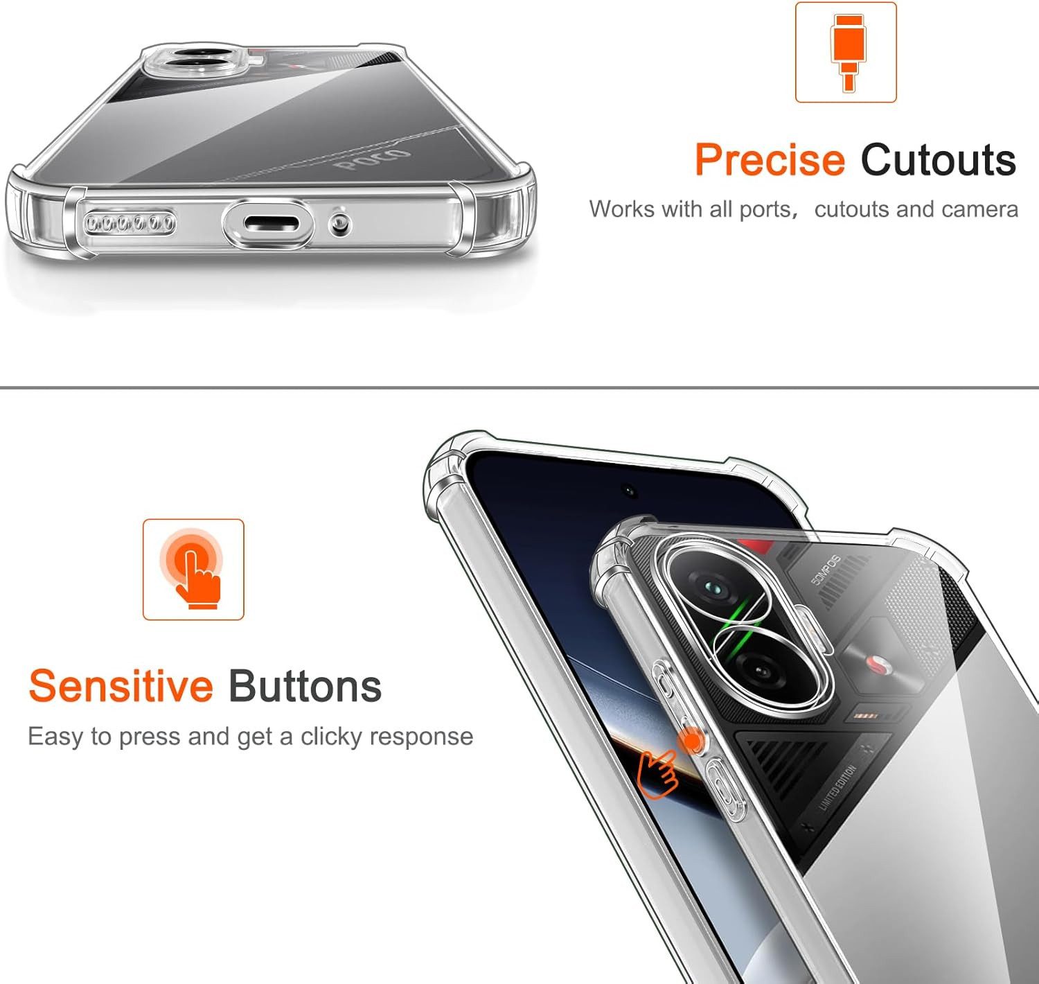 Widmann-Shop Handyhülle Xiaomi Poco Case F7 Ultra F7 Pro Hülle Transparent Schutzhülle Handy, für Poco F7 Pro, für Poco F7 Ultra