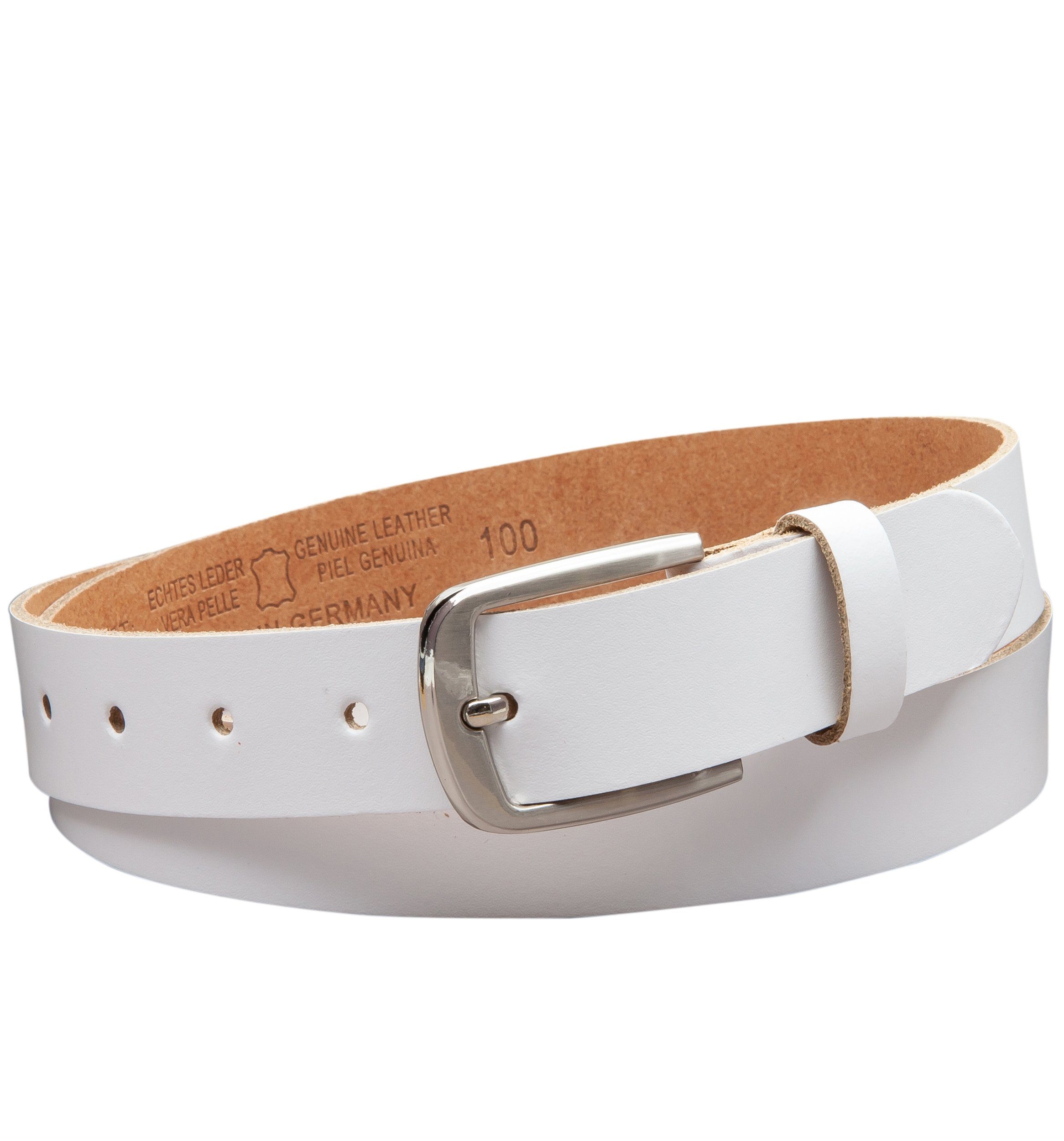 COLOGNEBELT Ledergürtel OM315-SL-Weiss MADE IN GERMANY, Weiss Kürzbar, 100 % Echtleder, Aus einem Stück, Unisex – Bild 3 von 5