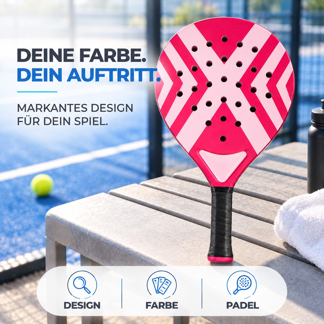Outdoorn Padelschläger Padelschläger für Erwachsene – Padel Racket inklusive Meshtasche, (Packung) – Bild 5 von 5