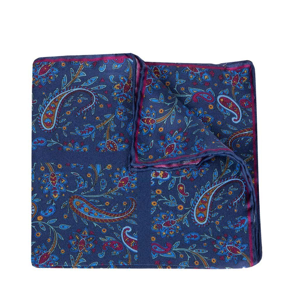 BGENTS Einstecktuch Handrolliertes Einstecktuch aus Twill-Seide mit Paisleys, Besondere Farbbrillanz