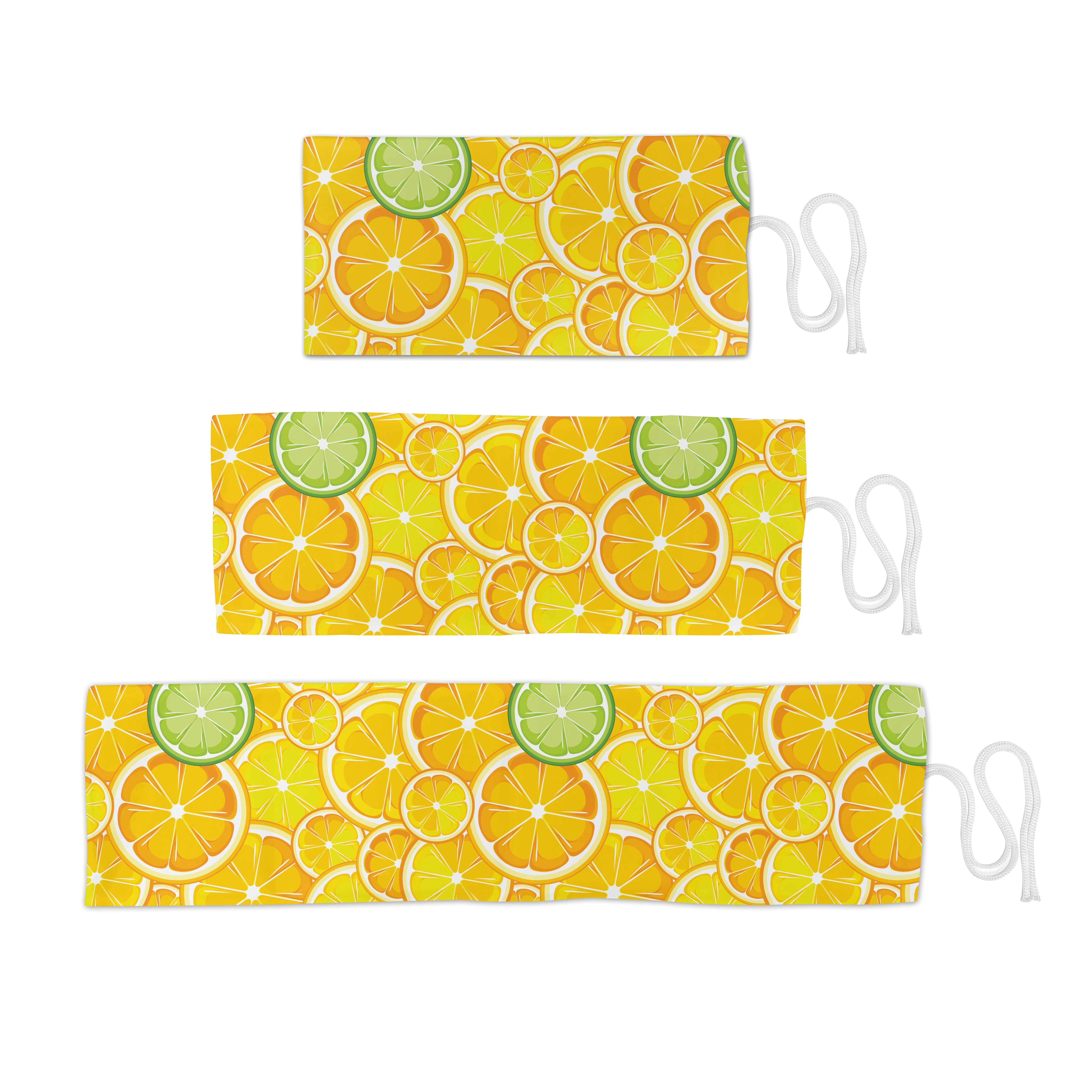 Weiß langlebig und und Federmäppchen Segeltuch Lemon Abakuhaus Organizer, tragbar Kreise orange Grün Stiftablage Gelb Obst