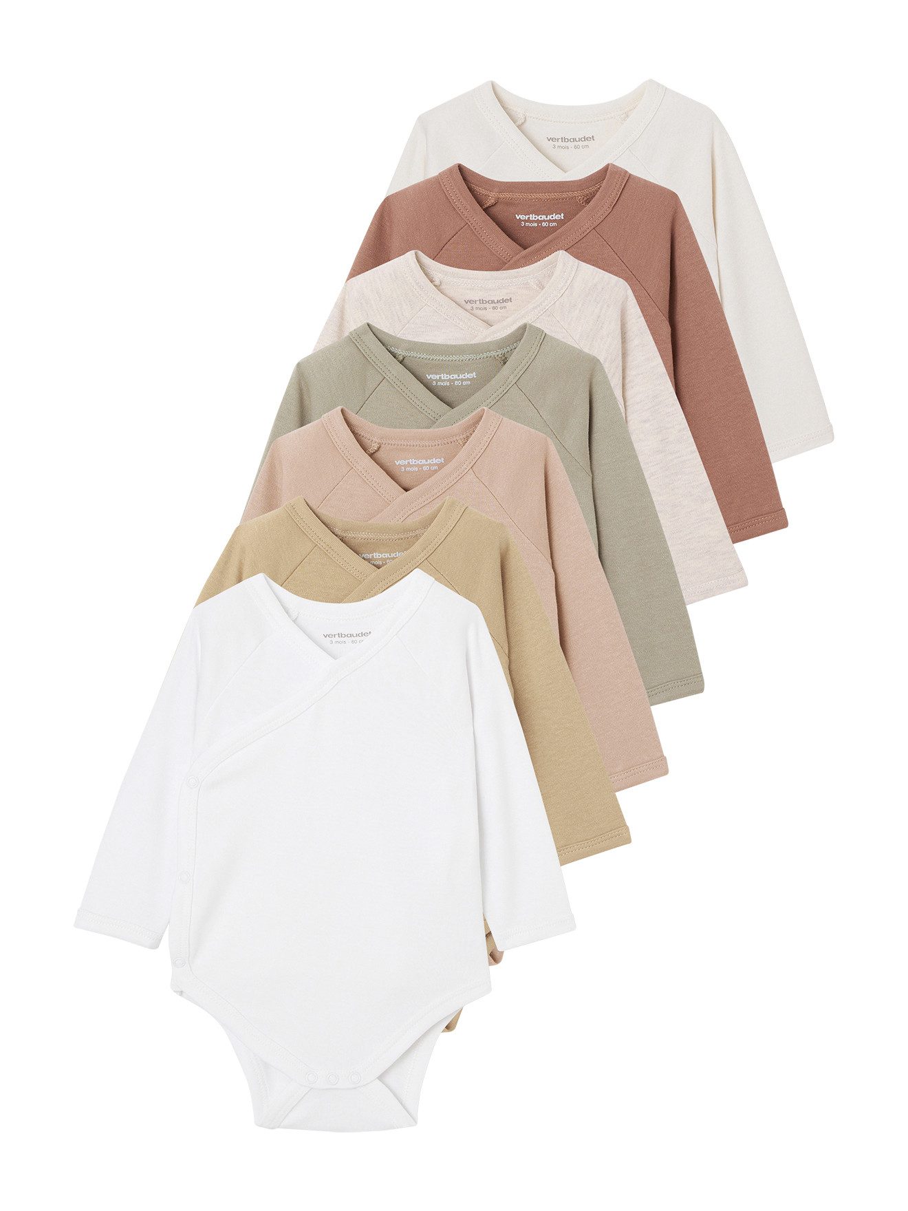 Langarmbody Bio-Kollektion: 7er-Pack Baby Wickelbodys BASIC