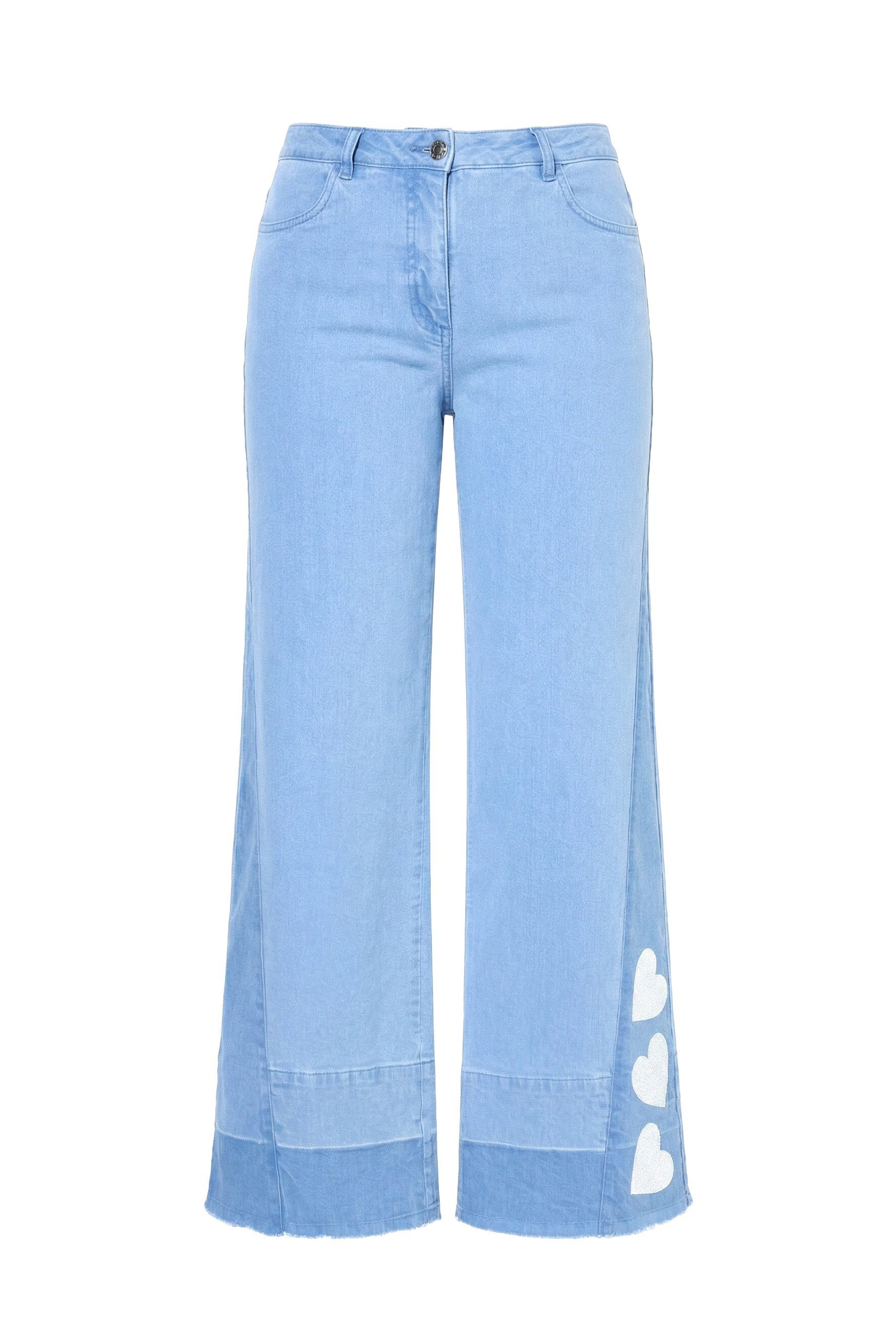 Regular-fit-Jeans Jeans Nora weites Bein Glitzer-Herzchen
