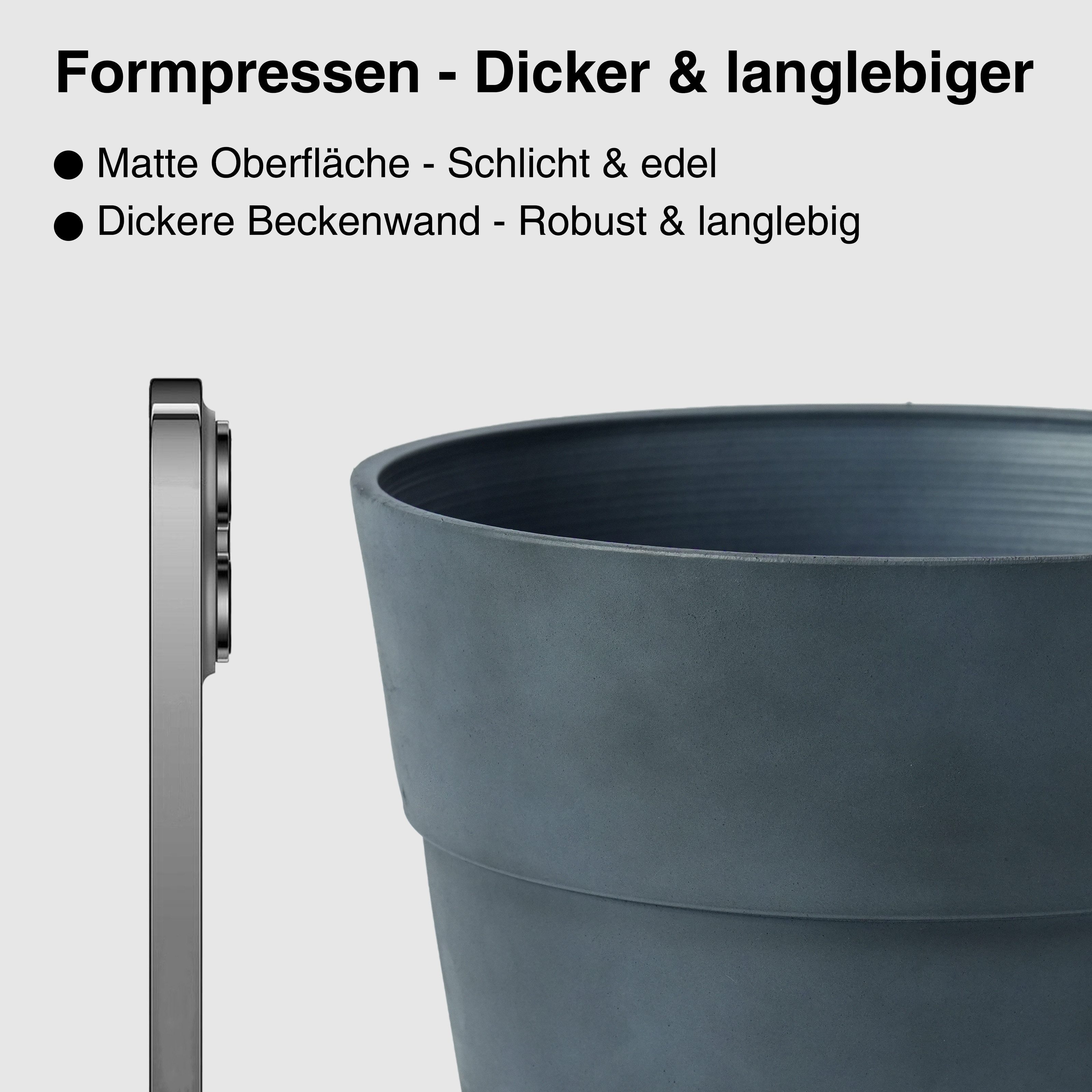 Zedelmaier Blumentopf 2er-Set Blumentopf mit extra Dicker Wand, mattierte Oberfläche