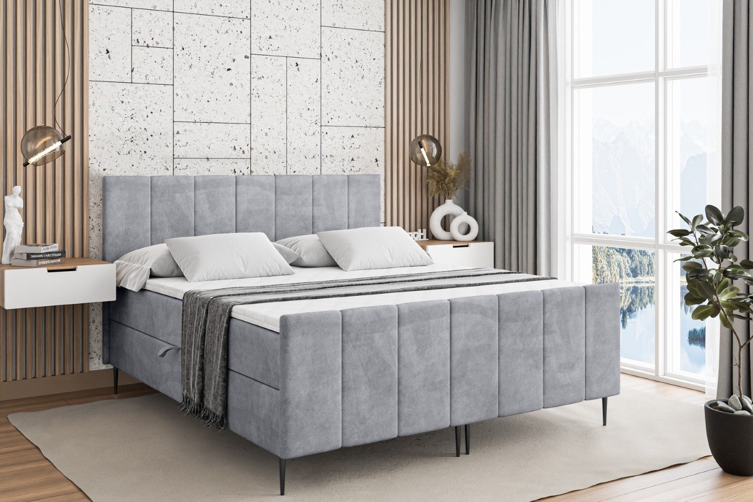 ALTDECOR Boxbett MOETI-F-Z (Multipocket-Matratze H4, H3 Matratze Bonellfederung, Topper, Kopfteil)