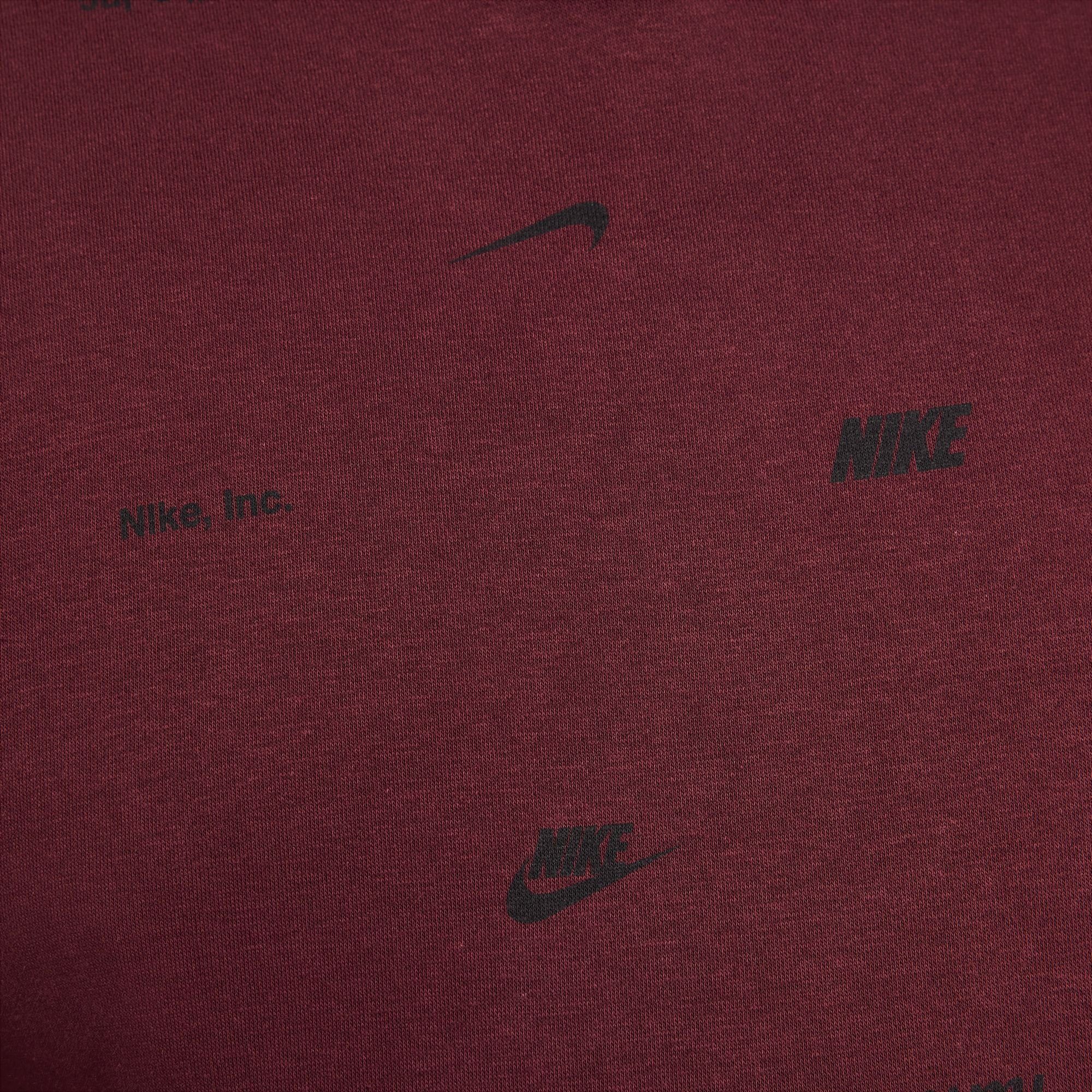 NIGHT MEN'S CLUB Nike PULLOVER PRINT FLEECE+ Sportswear MAROON/BLACK HOODIE Kapuzensweatshirt ALLOVER