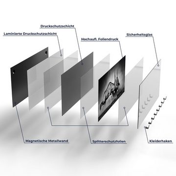 DEQORI Kleiderhaken 'Aggressive Oryxantilopen', Glas Garderobe Paneel magnetisch beschreibbar