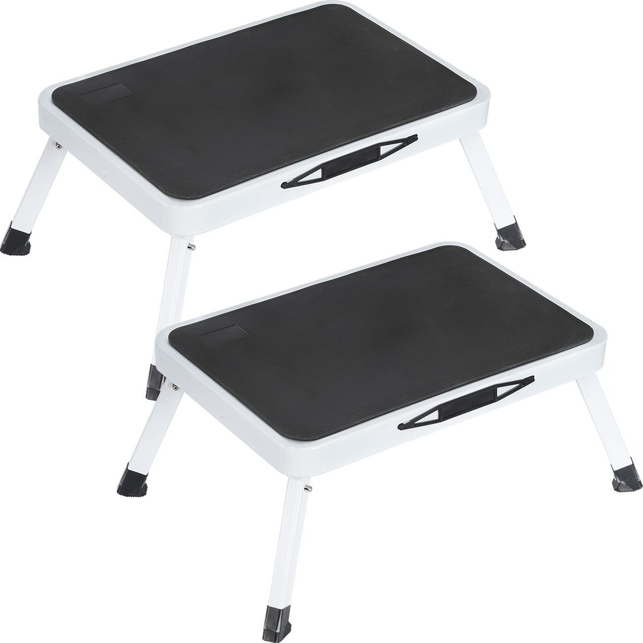 shop'n smile ideoon Tritthocker Stabiler Tritthocker 150 kg Anti-Rutsch Küchenleiter klappbar (erhältlich als 1er-Set & 2er-Set), Klappsicherungen, platzsparend, vielseitiger Helfer, 1,7kg