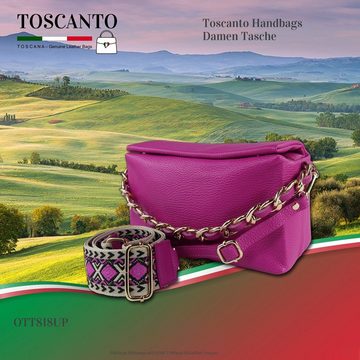 Toscanto Umhängetasche Toscanto Tasche pink, fuchsia (Umhängetasche), Damen,Jugend Umhängetasche, Citytasche Leder, pink fuchsia, Größe 25cm