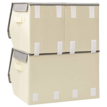 vidaXL Aufbewahrungsbox 3-tlg. Aufbewahrungsboxen-Set Stapelbar Stoff Grau & Creme (3 St)