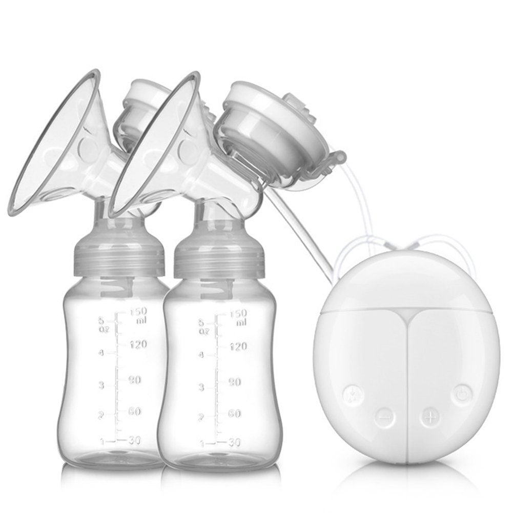 SCRTD Elektrische Milchpumpe Elektrische Milchpumpe, Elektrische Doppelmilchpumpe, 300 ml, BPA-frei, weiches lebensmittelechtes Silikon Weiß