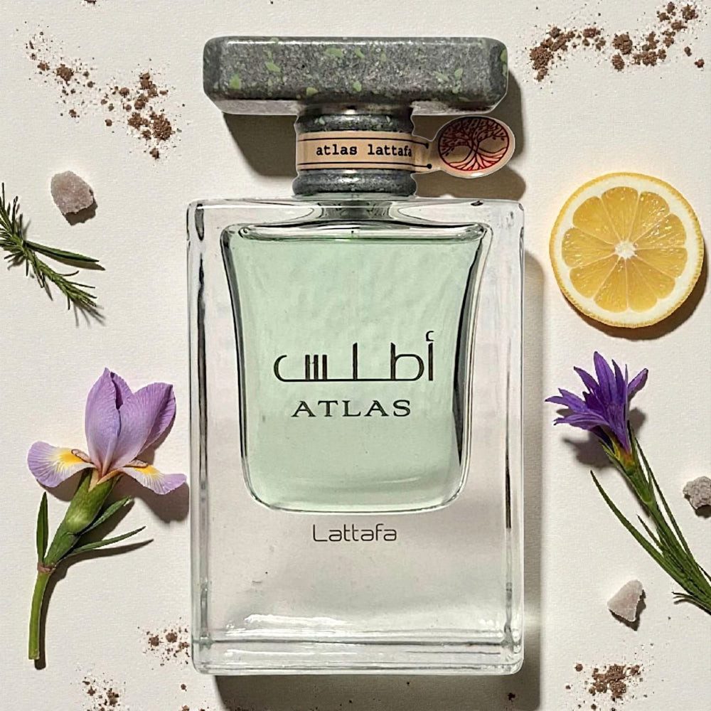 Lattafa Duft-Set ATLAS Eau de Parfum 55ml + Parfümzerstäuber (leer) Set