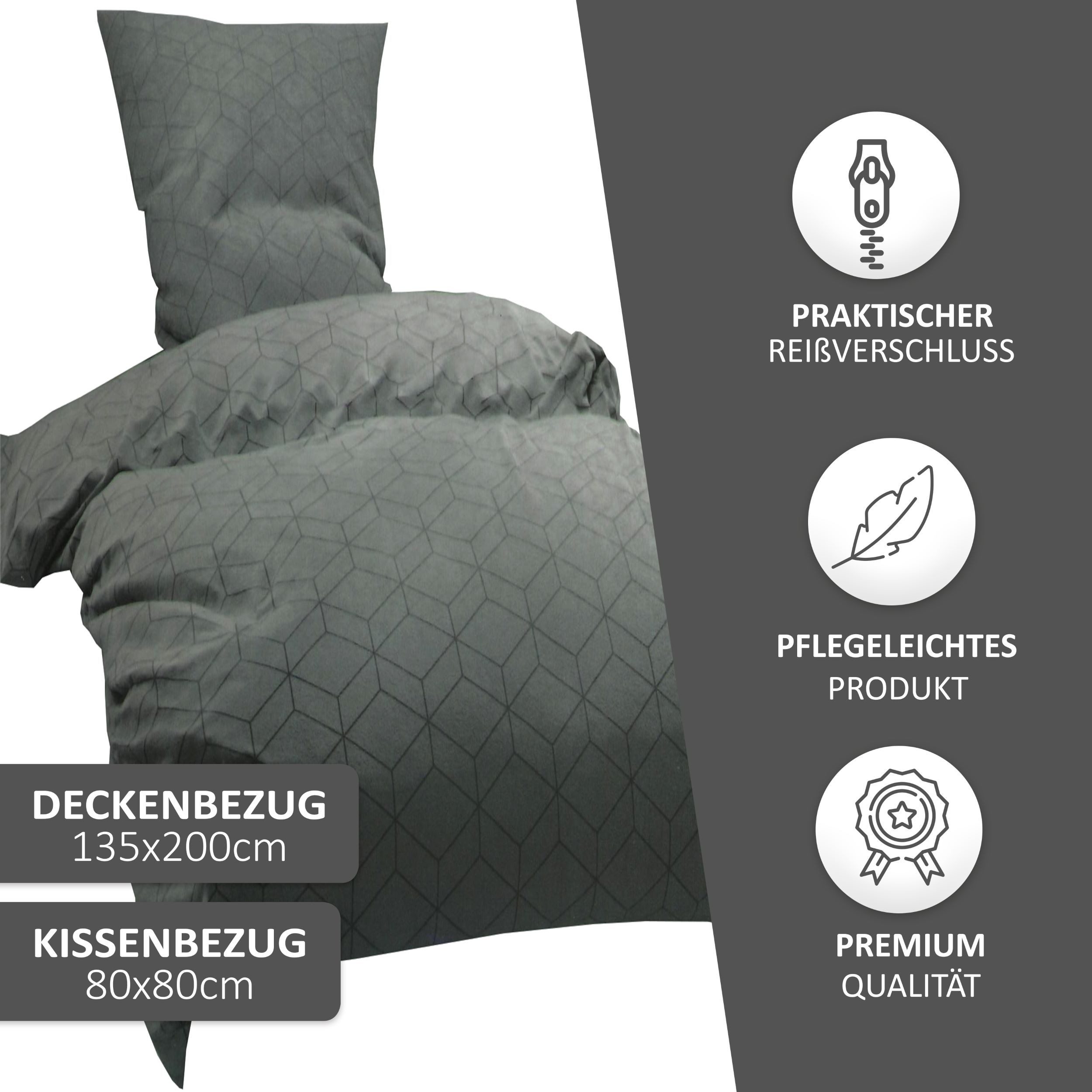 Leonado Vicenti Bettwäsche samtig flauschig aus Velours, Microfaser, 2 teilig, Karo Design Rauten in Grau Anthrazit