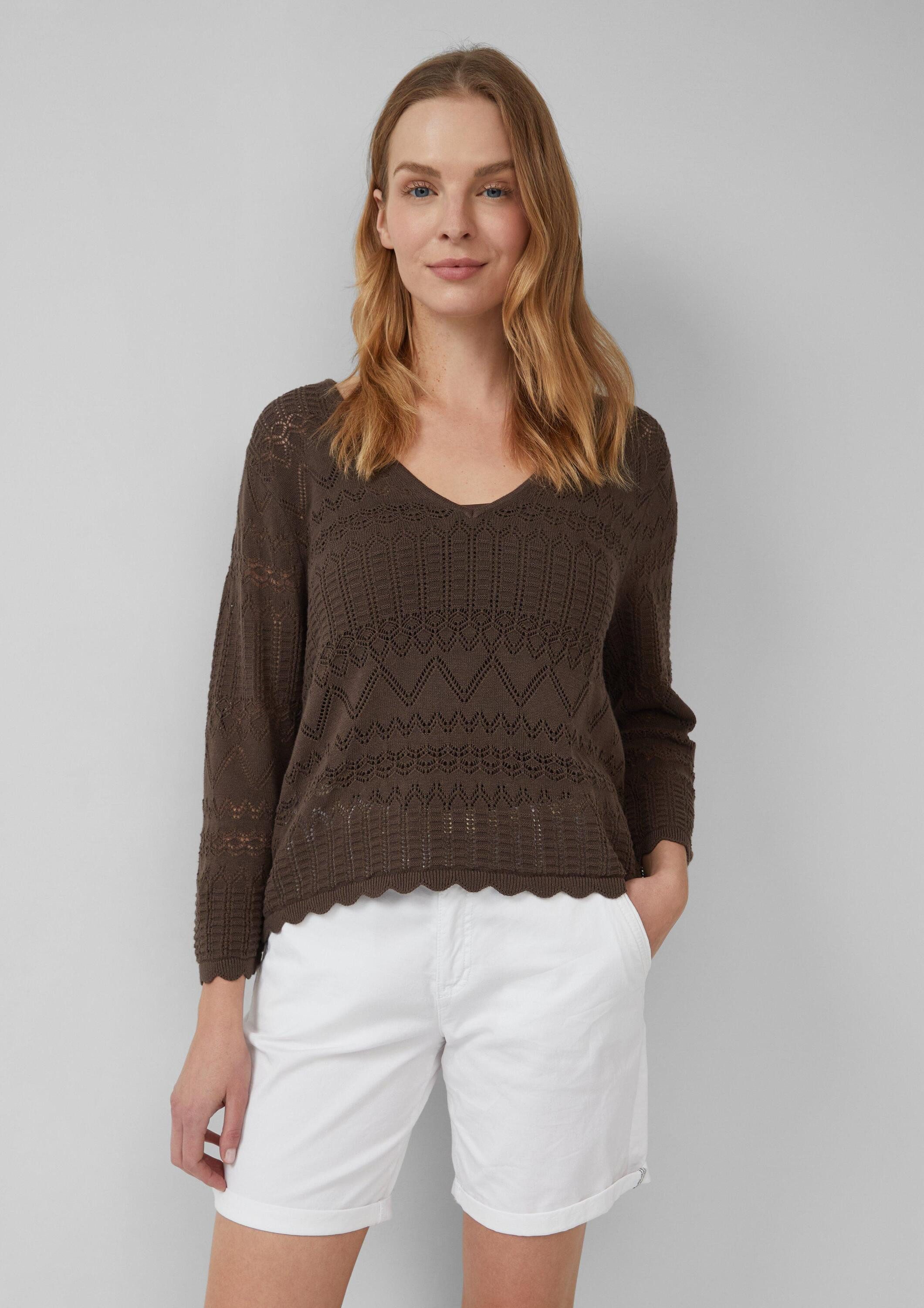s.Oliver 3/4 Arm-Pullover Strickpullover Ajour-Strickpullover mit günstig online kaufen
