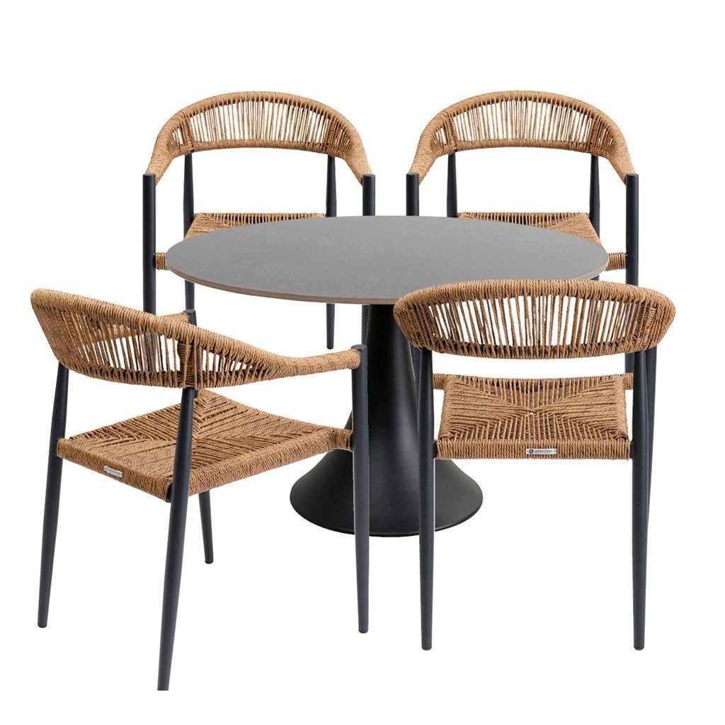 Kare Design Gartenlounge-Set Palma Possibilita, (5-tlg., 4 Stühle, 1 Esstisch)