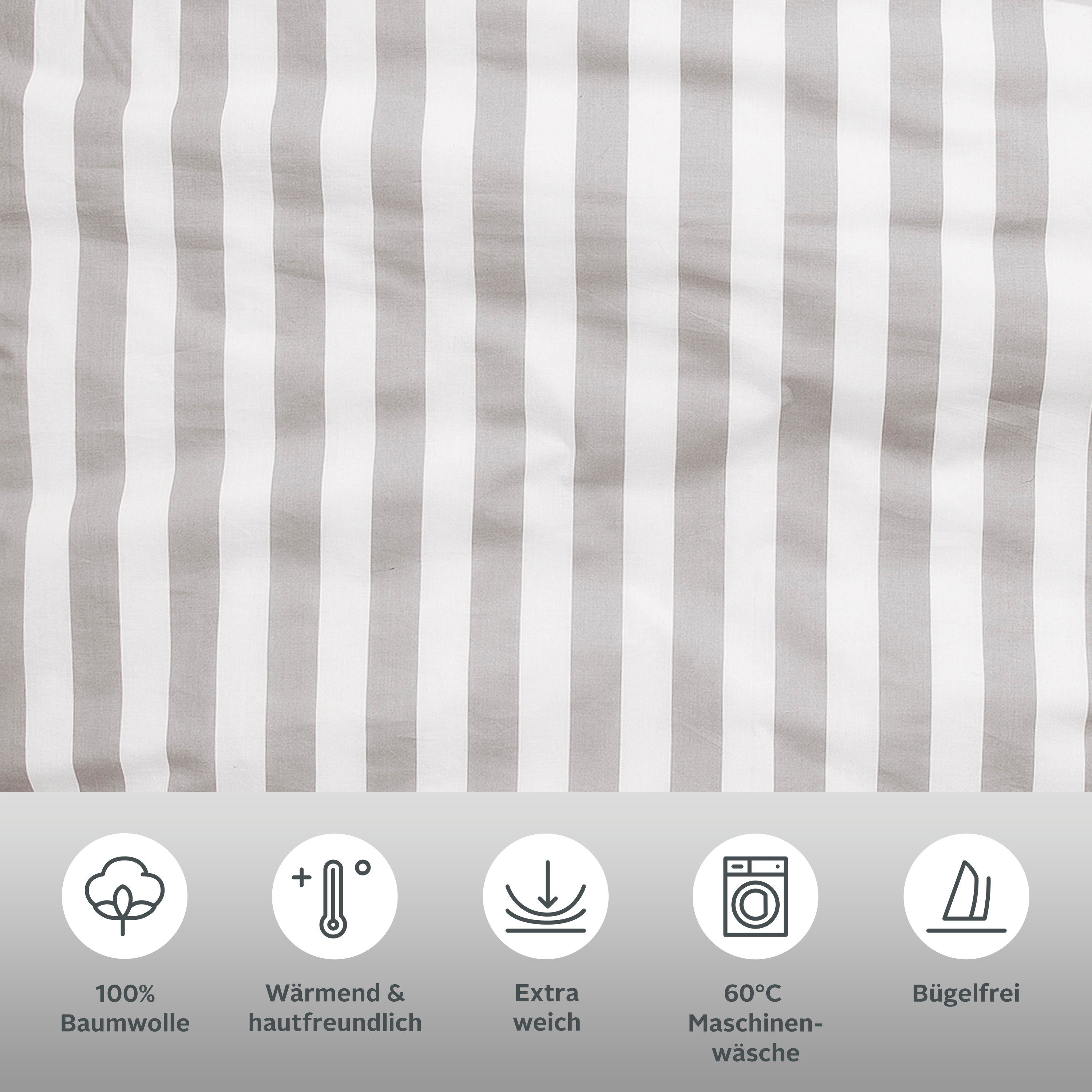 OTTO home Wendebettwäsche Greta, Biber, 2 teilig, Bettwäsche mit Streifen in verschiedenen Qualitäten, ab 135x200 cm