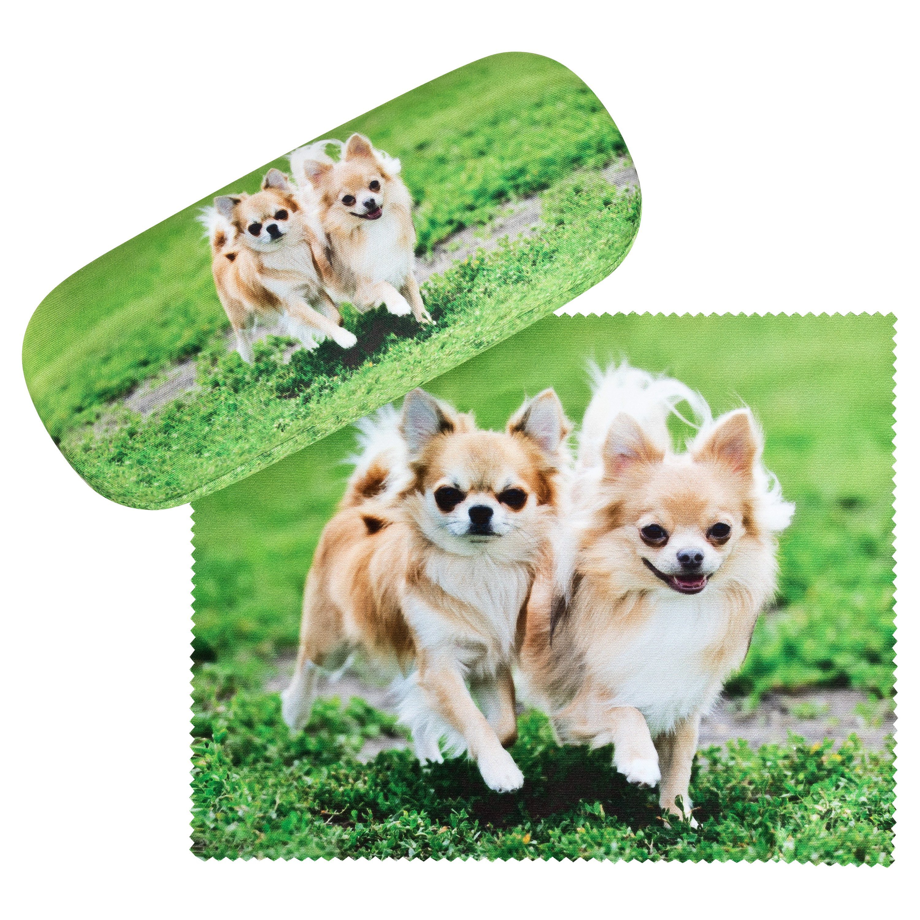 von Lilienfeld Brillenetui Chihuahuas Hund Motiv Hardcase Putztuch, stabiles mit Mikrofaser bezogenes Hardcase