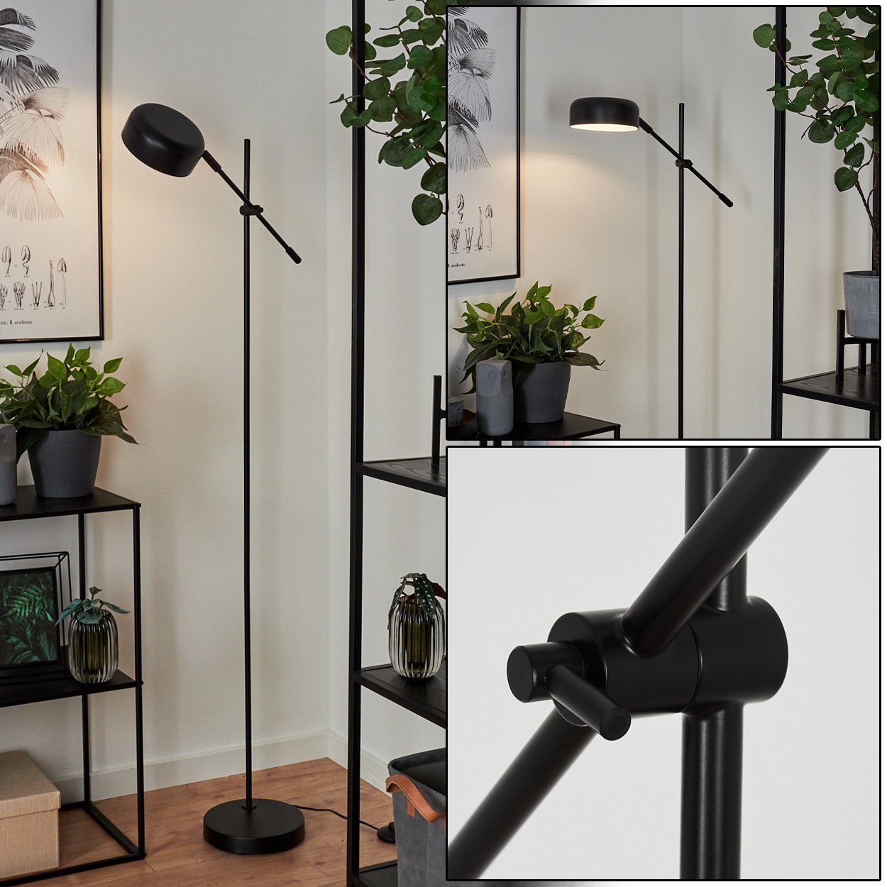 hofstein Stehlampe »Cuccolicchio« moderne Stehlampe aus Metall in Schwarz/Weiß,  ohne Leuchtmittel | Standleuchten