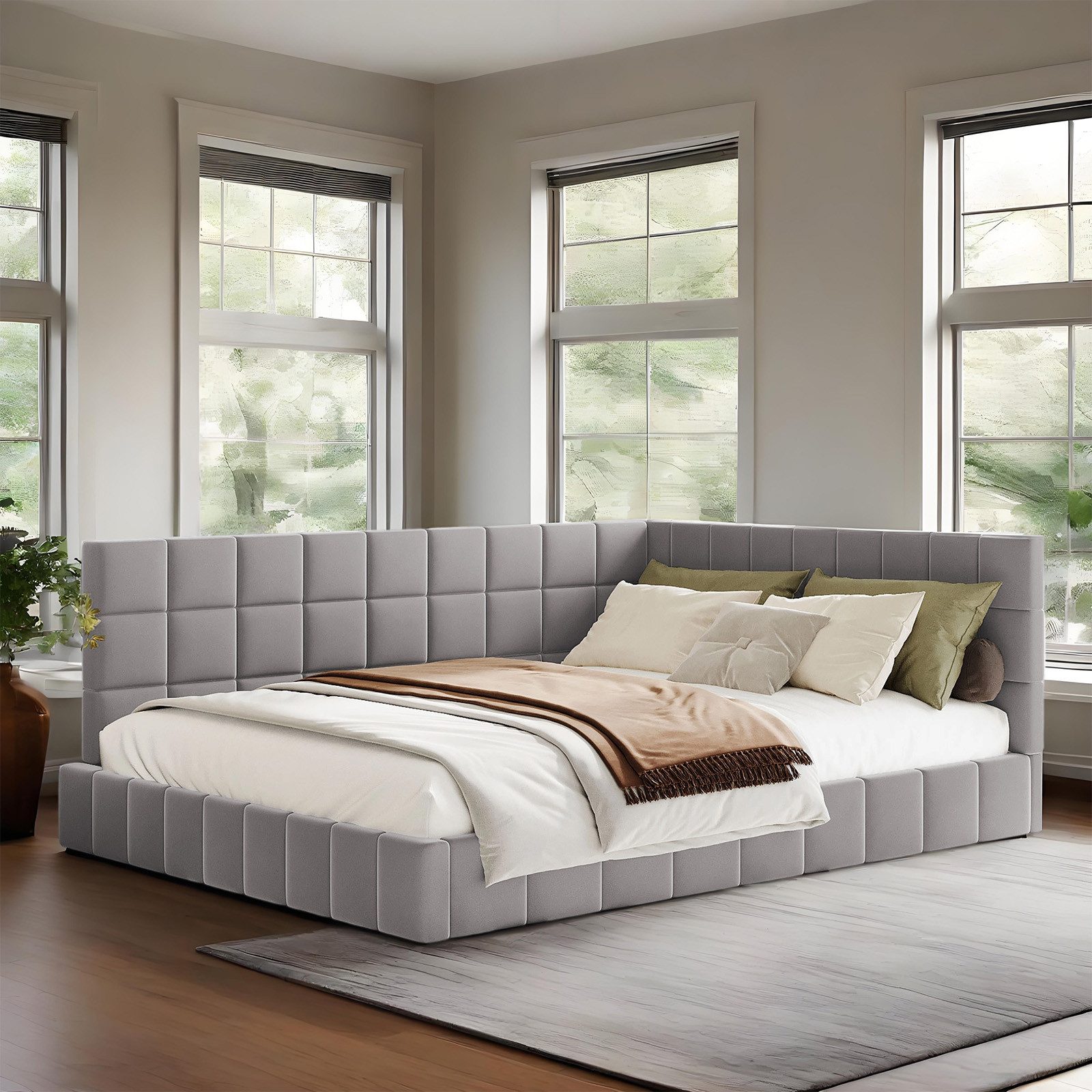 MODFU Schlafsofa Polsterbett, 140x200 cm mit Lattenrost, Hautsympathischer günstig online kaufen