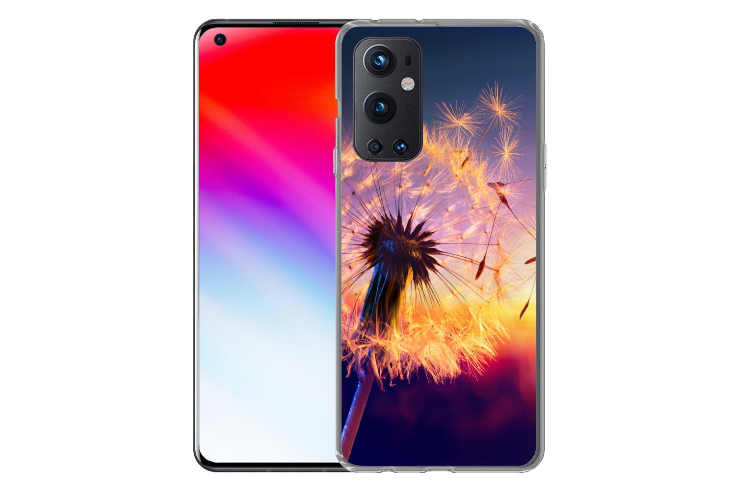 MuchoWow Handyhülle für OnePlus 9 Pro Löwenzahn - Blumen - Sonnenuntergang - Horizont - Na, Phone Case, Silikon, Schutzhülle Dünn