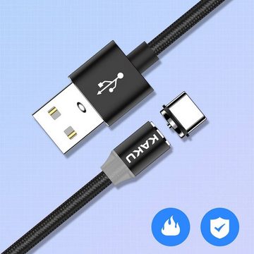Kaku Kaku USB Magnetkabel 1M Nylon Magnetisches Ladekabel mit LED Smartphone-Ladegerät
