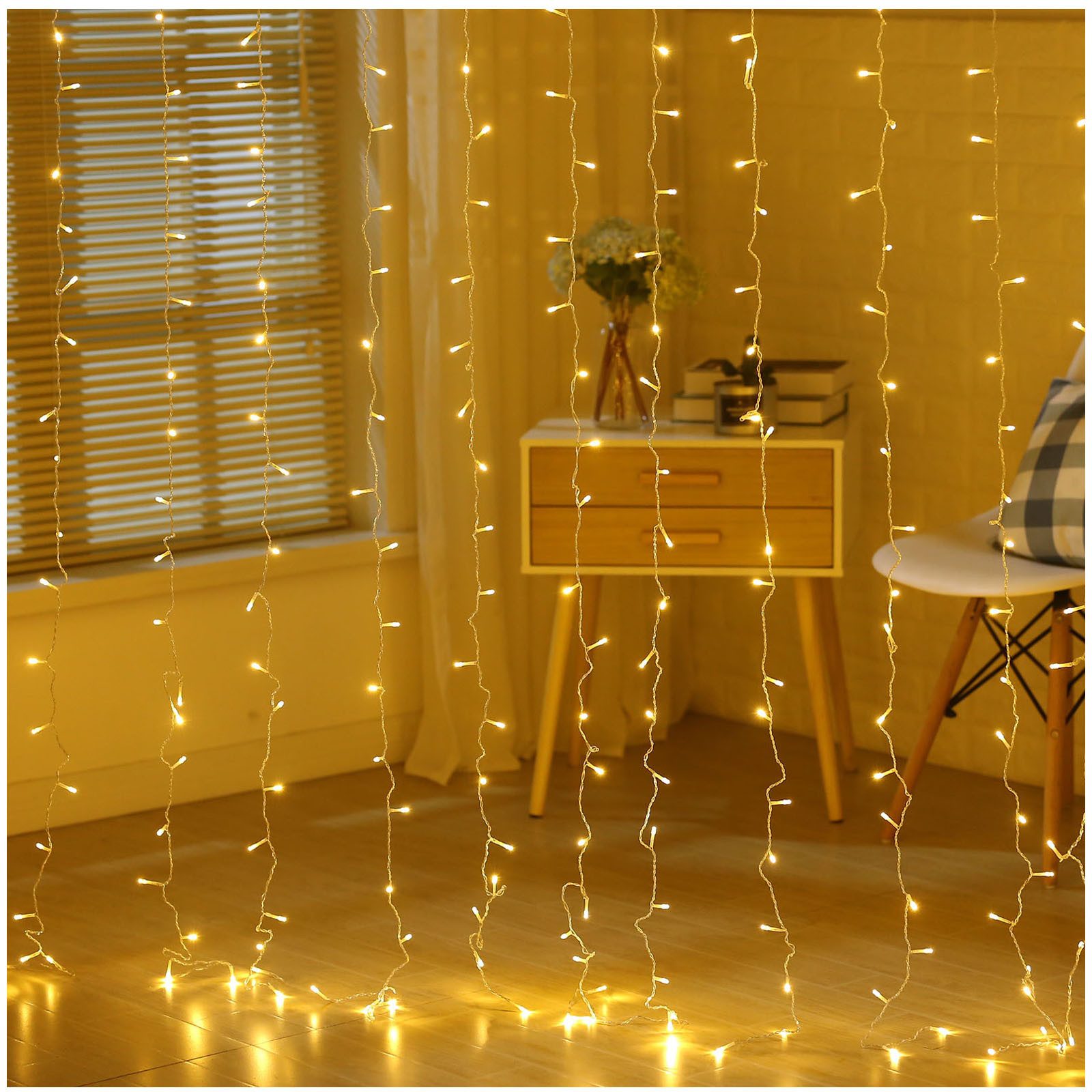 Qualra LED-Lichtervorhang 300LEDs Lichtervorhang 3x3M Timer günstig online kaufen