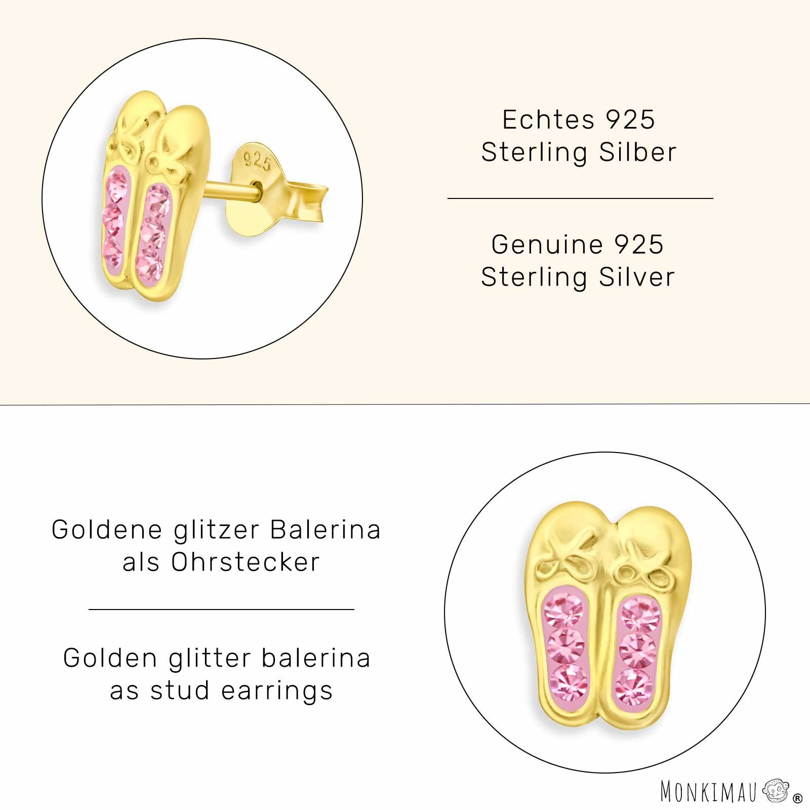 Monkimau Paar Silber Schuhe Ohrringe Ohrstecker Ballerina Gold 925 plattiert (Packung) aus