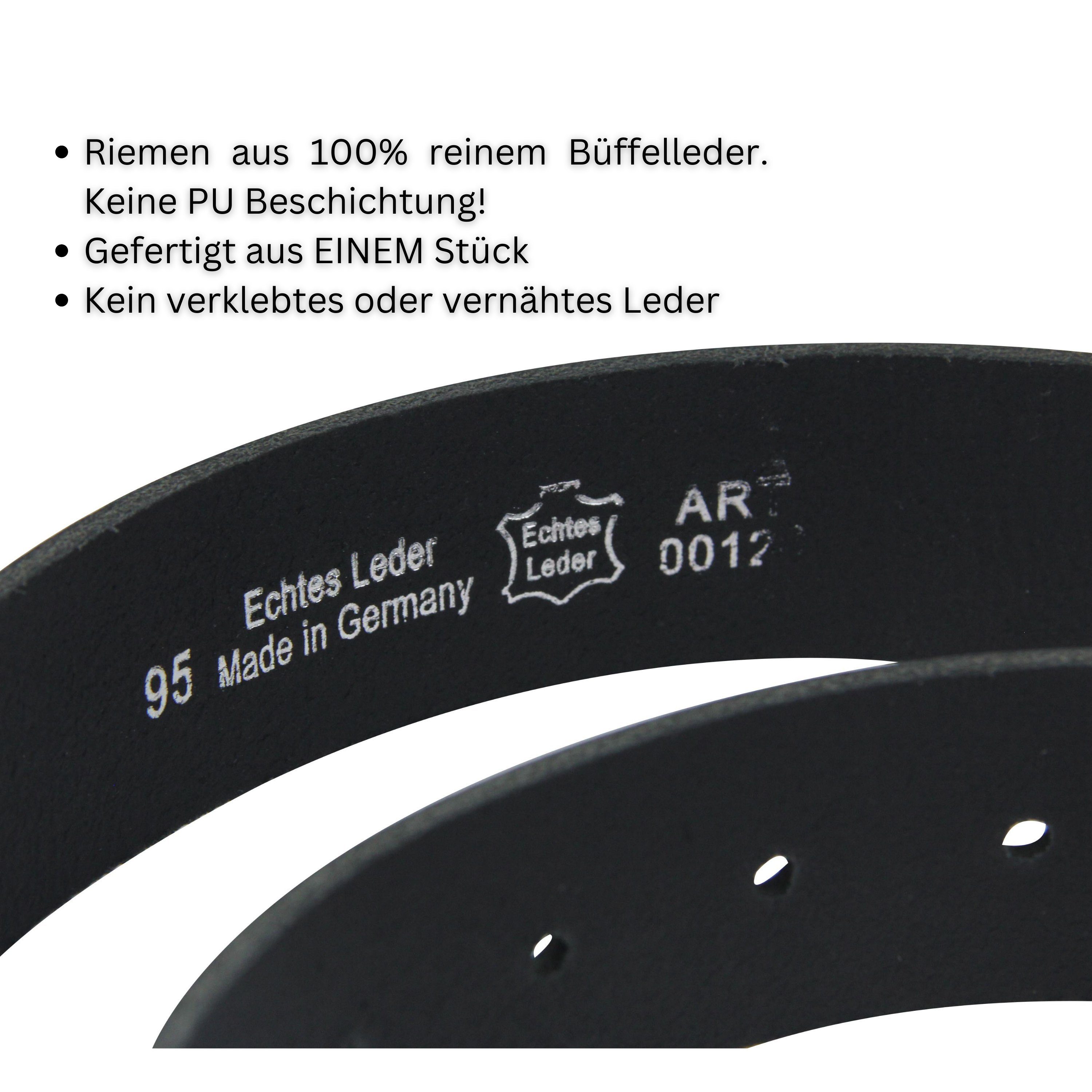 Frentree Ledergürtel aus Echtleder, MADE 3,8 Gürtel GERMANY aus kürzbar, 100% Braun Dunkelgrau IN Leder, breiter cm