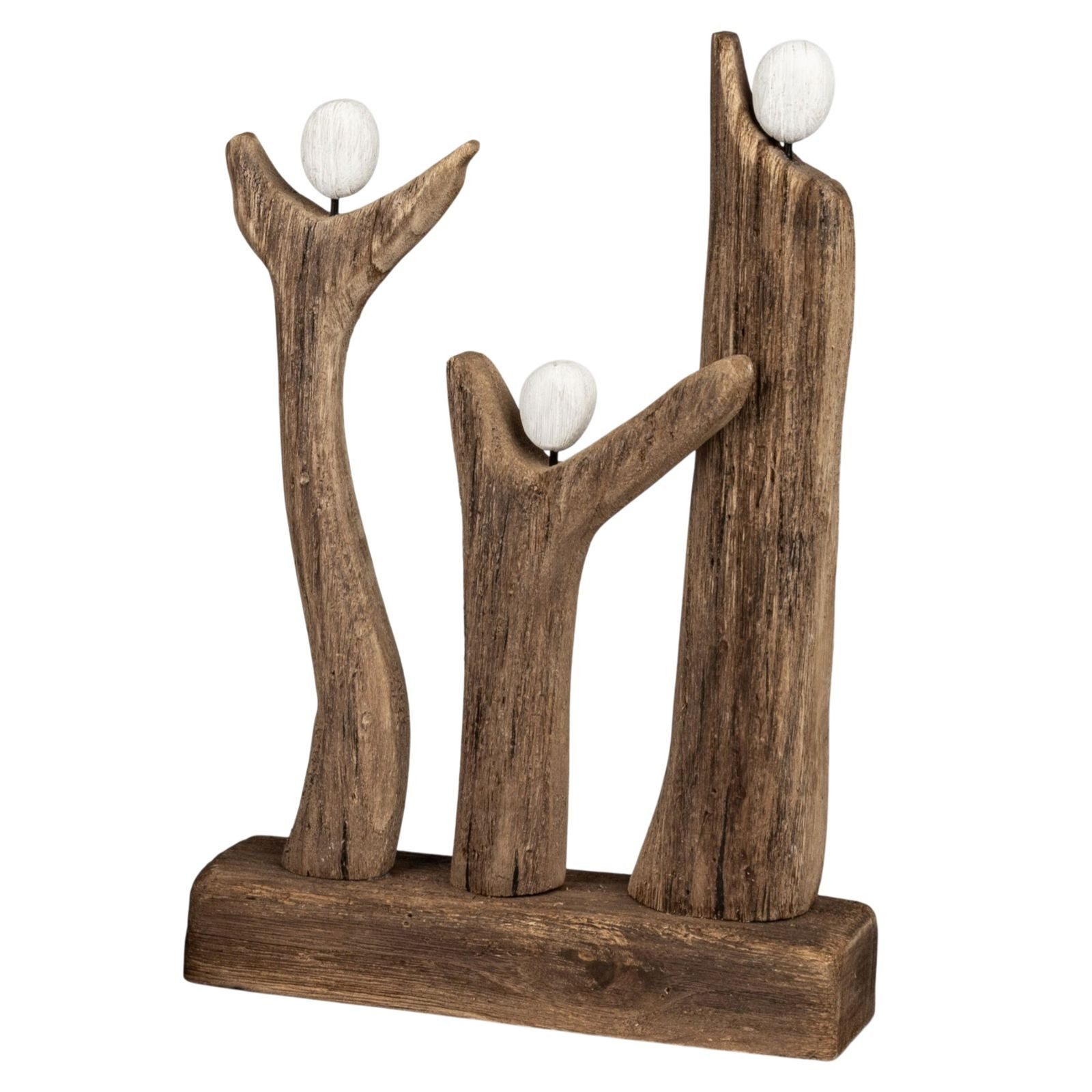 formano Skulptur Objekt Holz Figuren Skulptur 3er-Gruppe 31 cm auf Sockel Naturholz