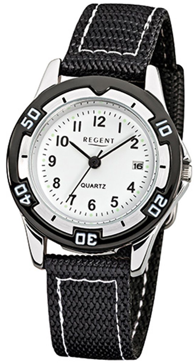 Armbanduhr Kinder Kinder-Armbanduhr Regent 29mm), Quarzuhr klein (ca. Textil, rund, Analog, Stoffarmband Regent schwarz
