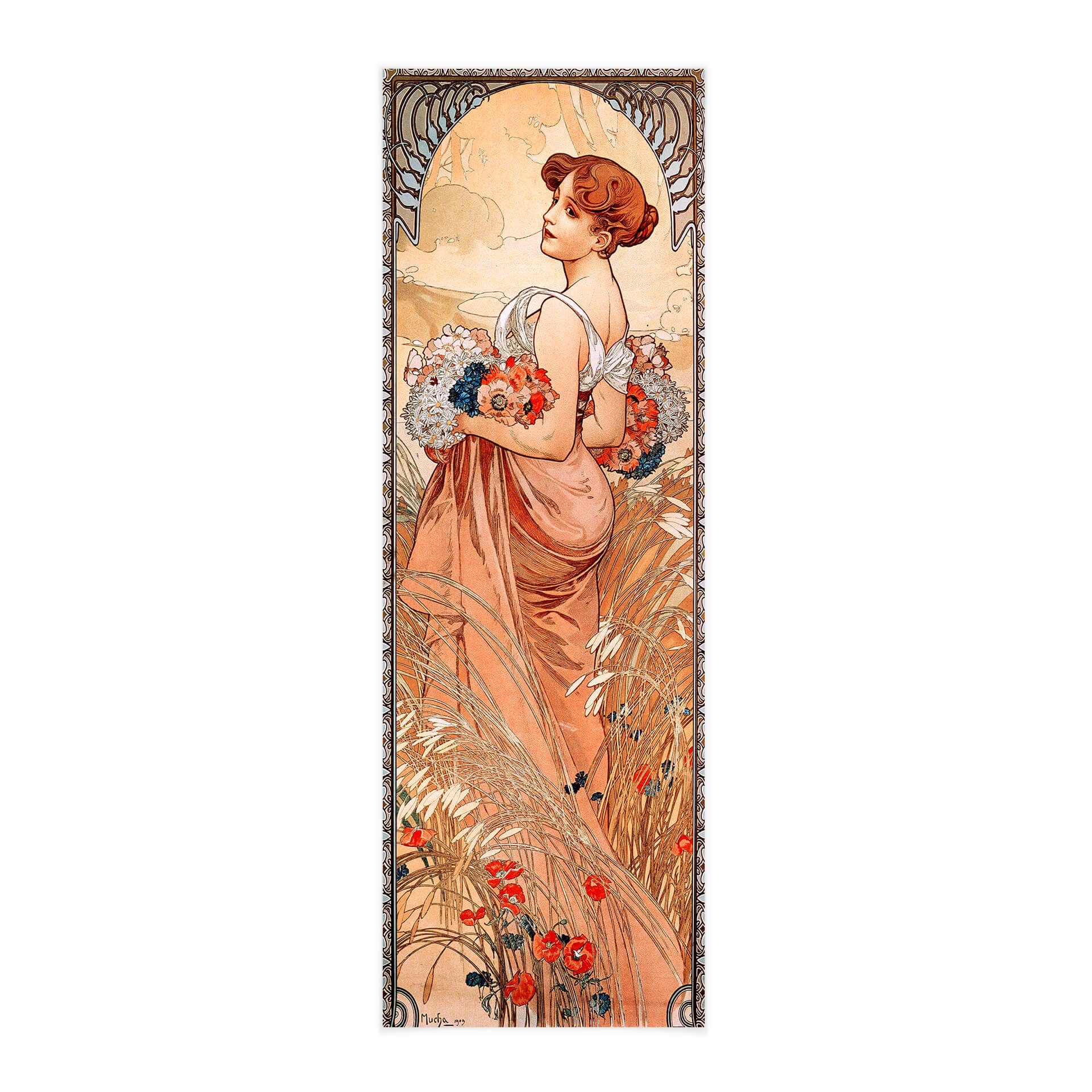Deko, 1900 Vintage Banner Wall K&L Jugendstil Stoffbild Mucha Poster Art ohne Zubehör Kunstdruck Leinwandbild Sommer Wand-Teppich