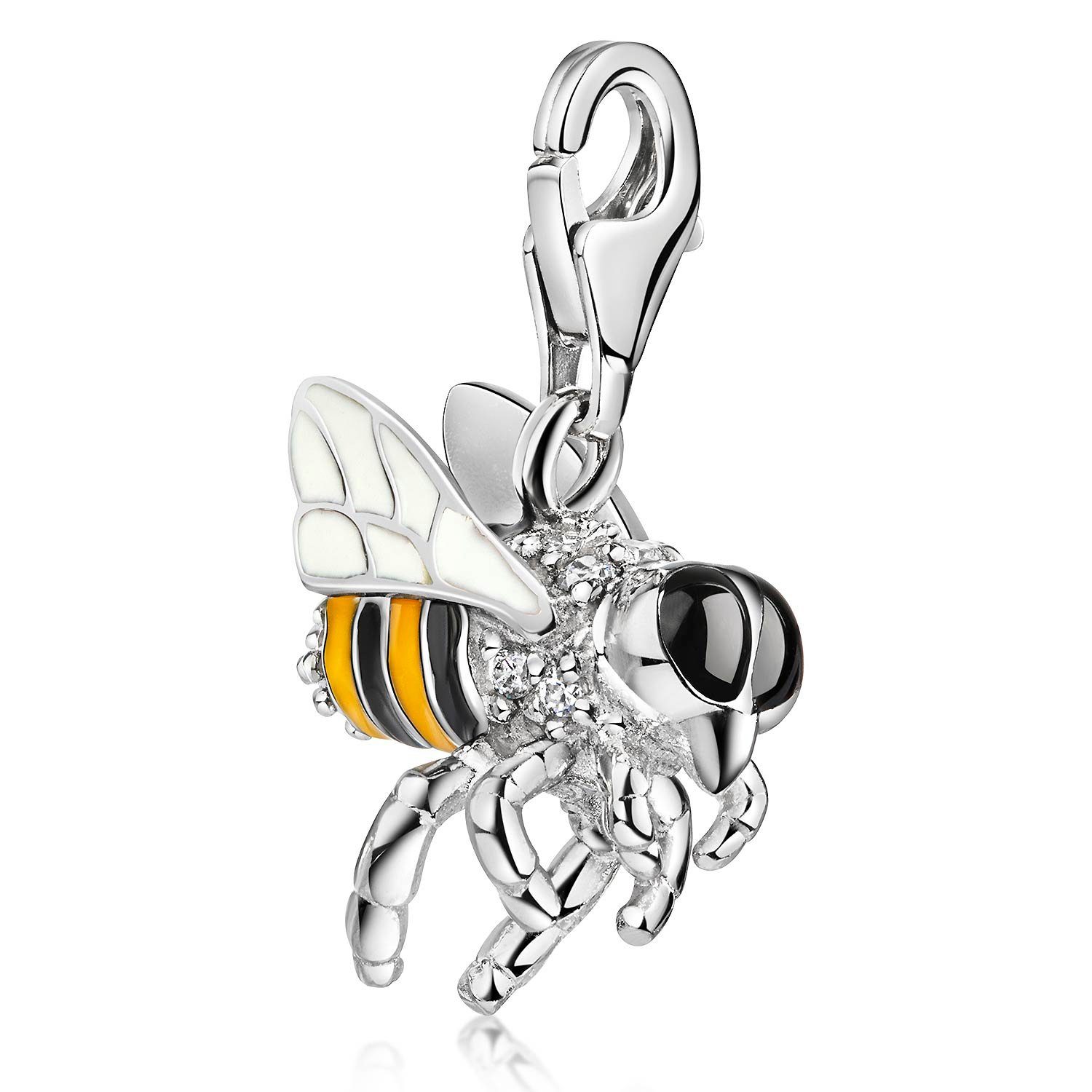 Materia Charm-Einhänger Biene / Honigbiene Gelb Schwarz C23, 925 Sterling Silber, emailliert