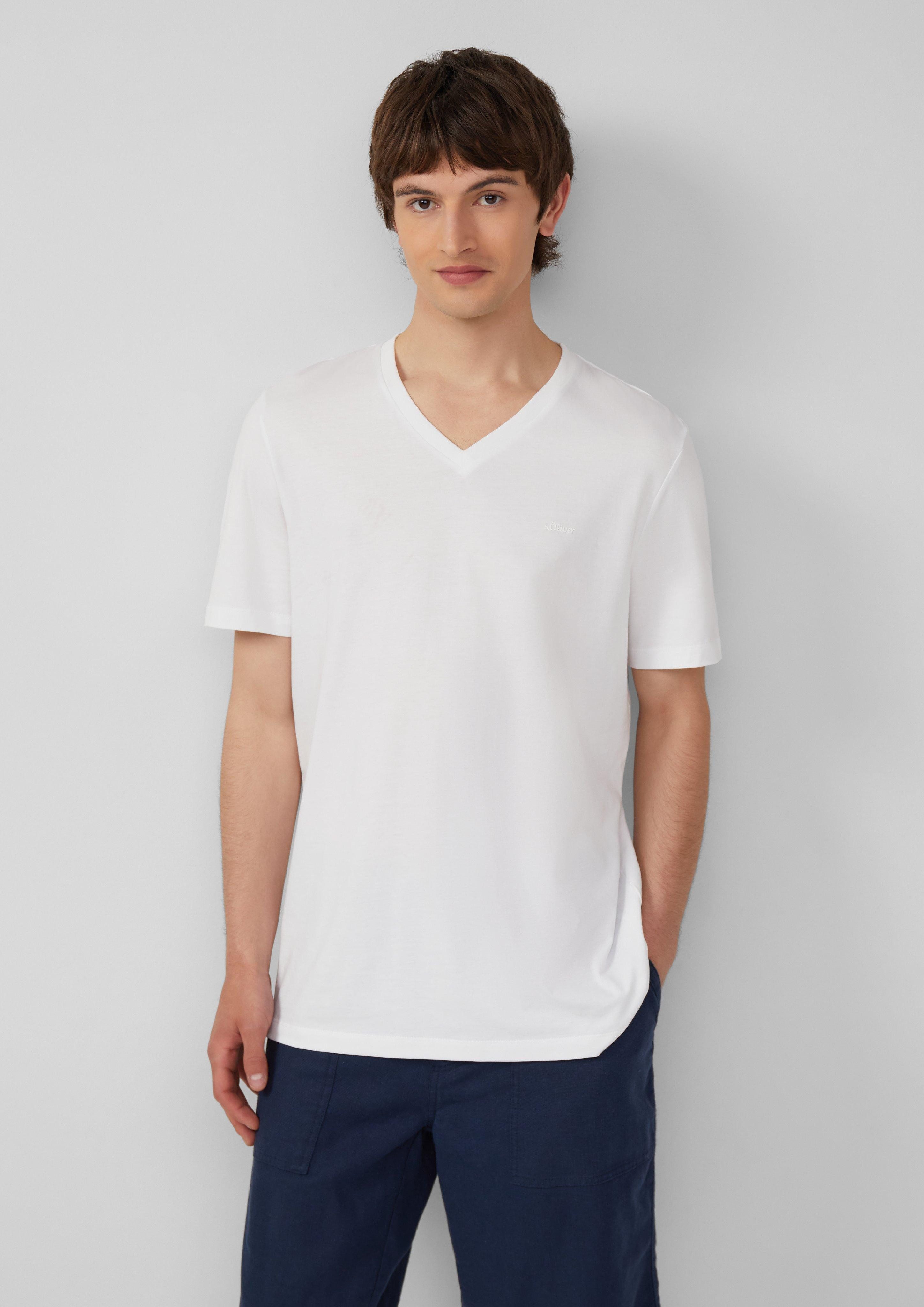 s.Oliver Kurzarmshirt Jersey-T-Shirt mit V-Ausschnitt und günstig online kaufen