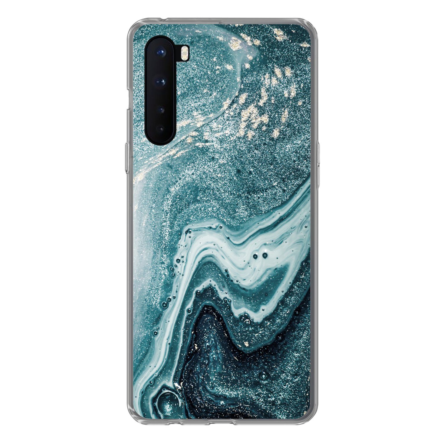MuchoWow Handyhülle für OnePlus Nord Edelsteine - Blau - Natur - Marmor - Abstrakt, Phone Case, Silikon, Schutzhülle Dünn