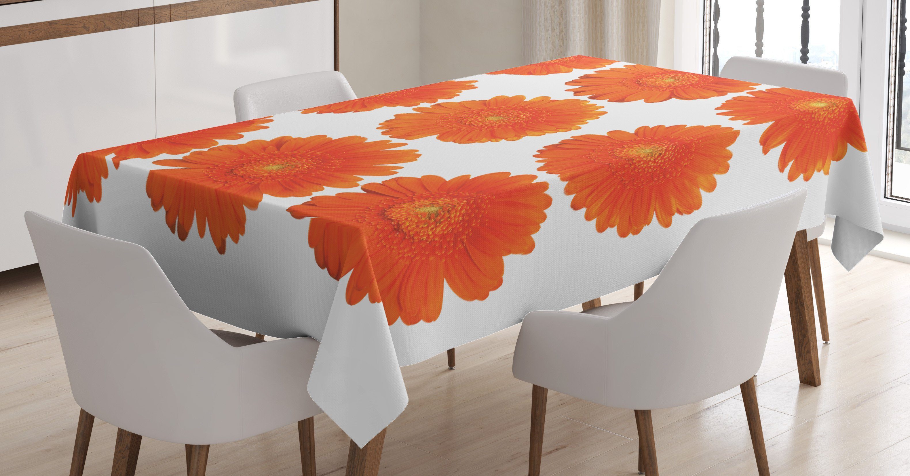 Abakuhaus Tischdecke Farbfest Waschbar Für den Außen Bereich geeignet Klare Farben, Orange Daisy Bouquet Botanical