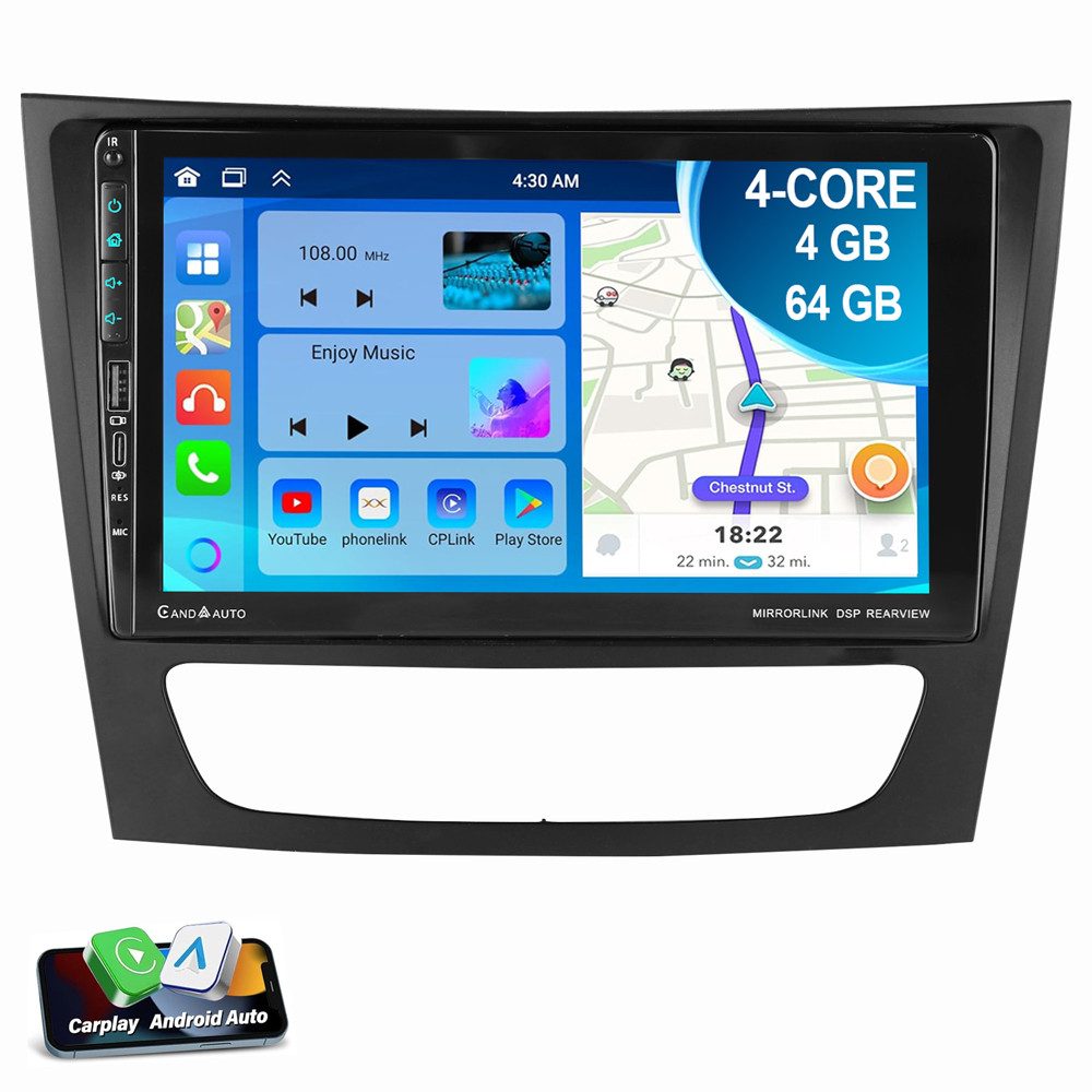 ESSGOO Für Mercedes-Benz E-Klasse CLS W211 W219 Android 15 Autoradio (Digitalradio (DAB), RDS, FM, AM, Carplay Android Auto GPS Navi WIFI BT)