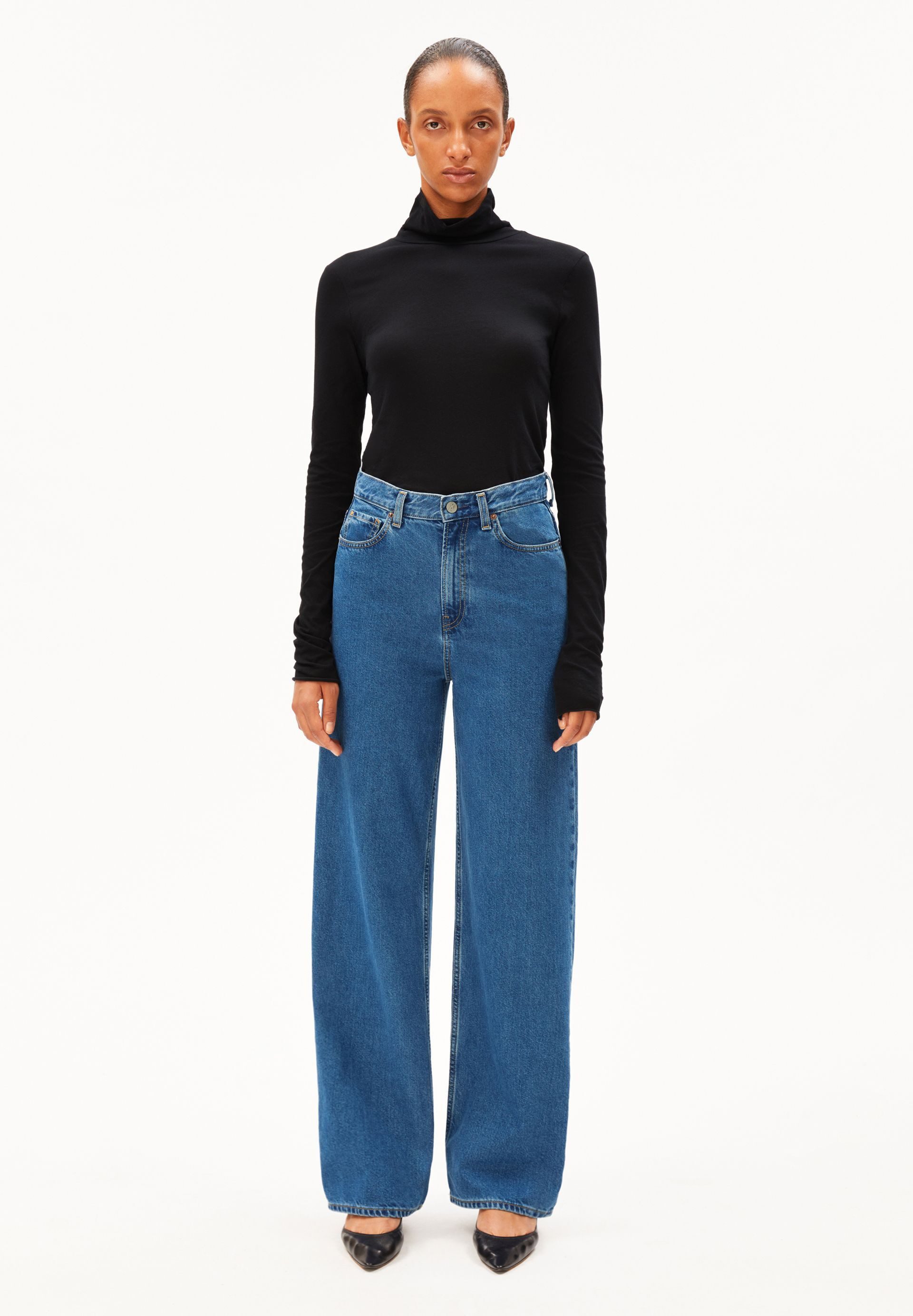 Armedangels Weite Jeans ENIJAA Wide Jeans recycelter Baumwolle (Non-Stretch, Regular Fit) High waist – Bild 2 von 5